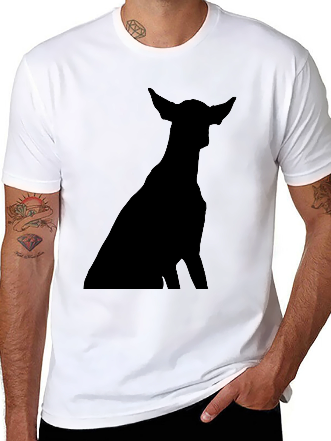 Black Dog Silhouette Black T-Shirt view 8