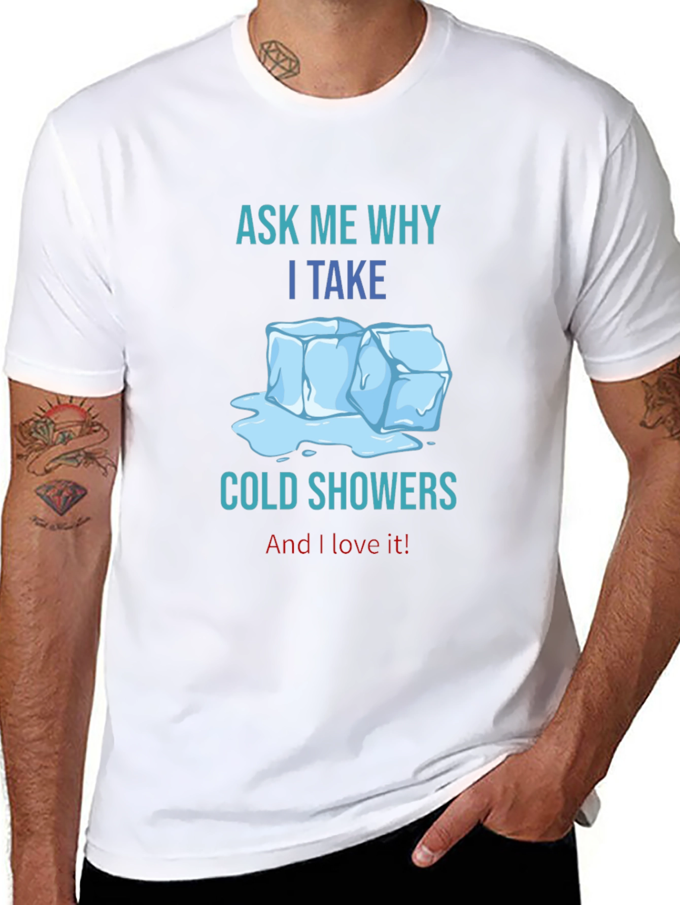 Black Ask Me Why I Take Cold Showers T-Shirt view 8