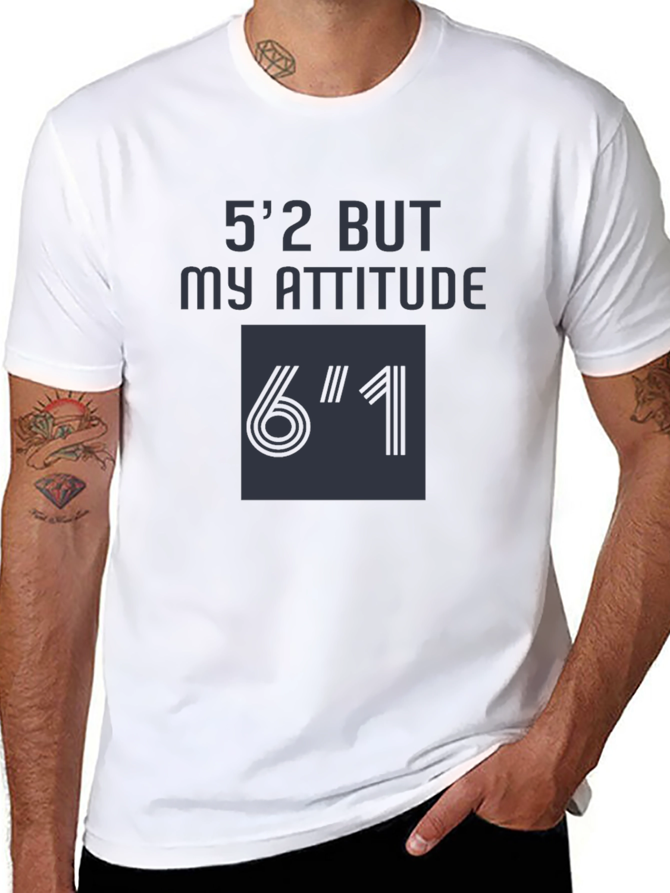 Black Funny 5'2" But My Attitude 6'1" T-Shirt view 8