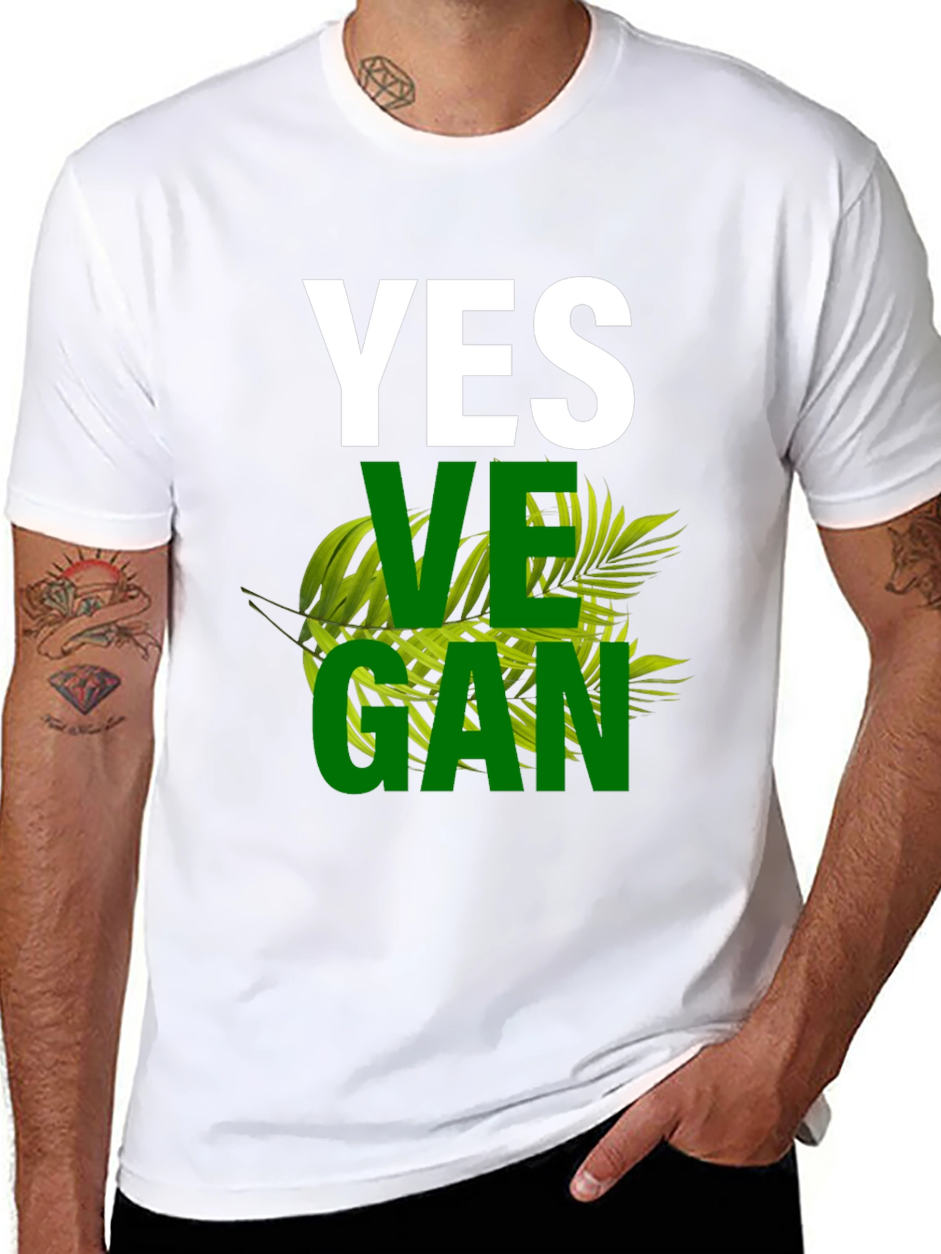 Black Yes Vegan Graphic T-Shirt view 8