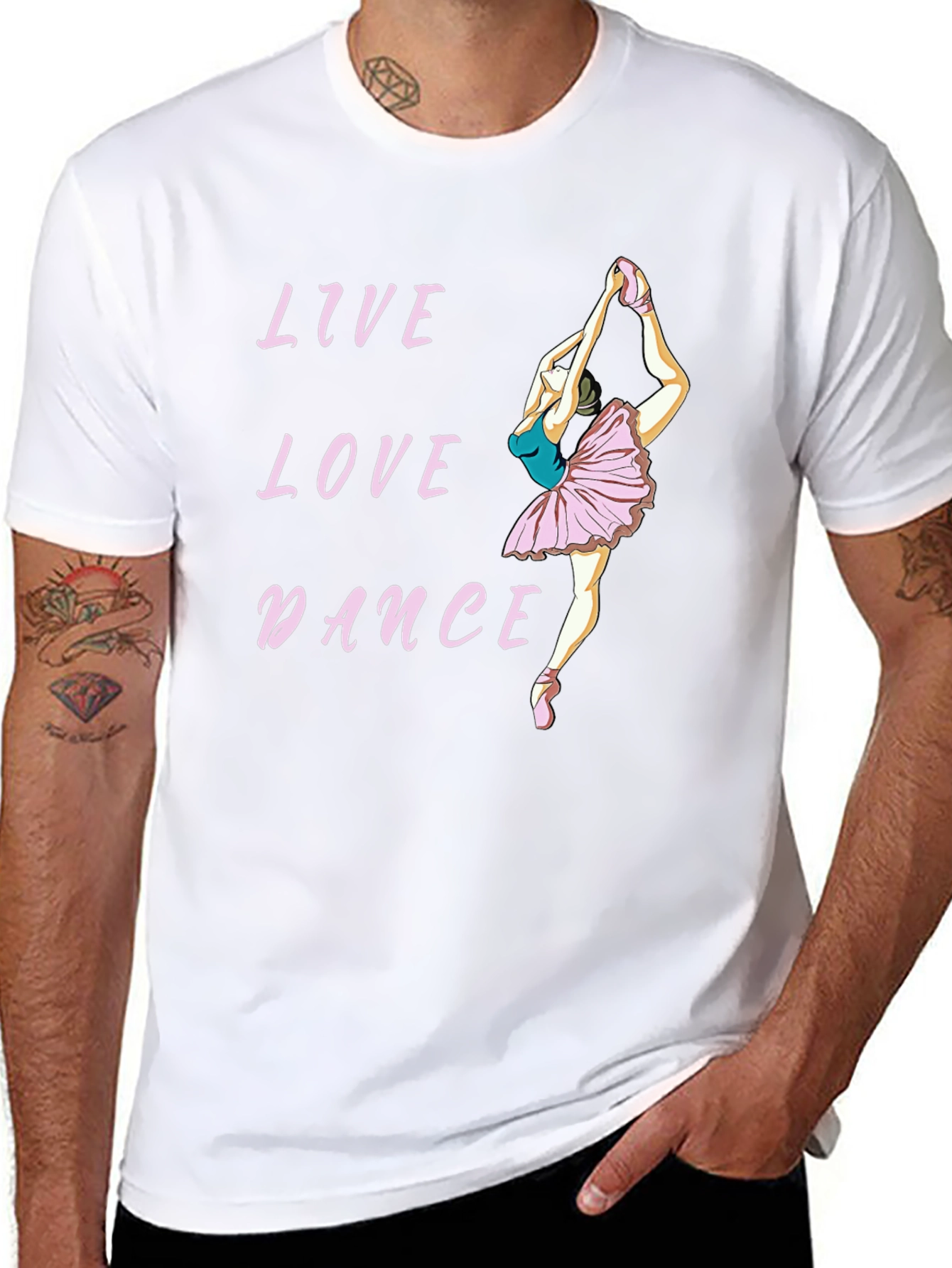 Black Live Love Dance Ballet T-Shirt - Black Cotton Tee view 8