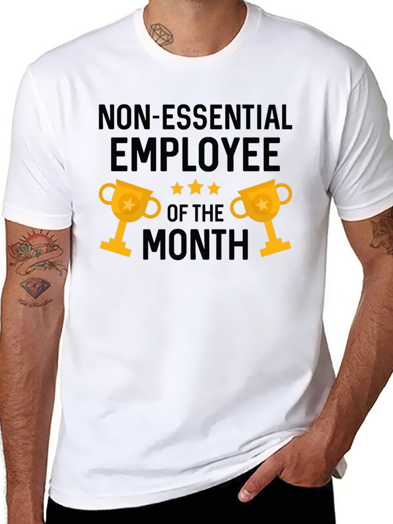 Black Non-Essential Employee of the Month Graphic Tee view 8