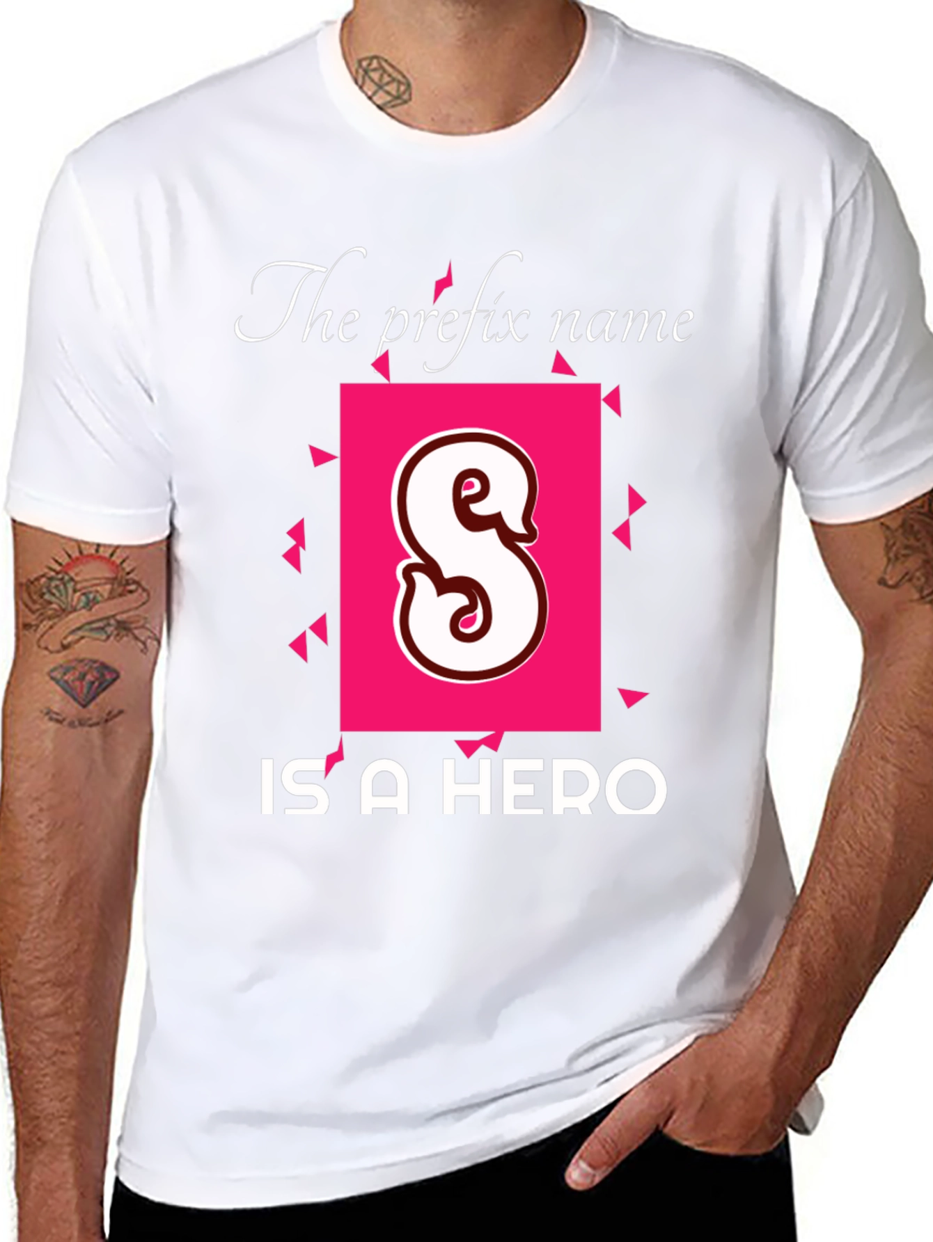 Black Personalized "S" Hero T-Shirt - Custom Initial Tee view 8