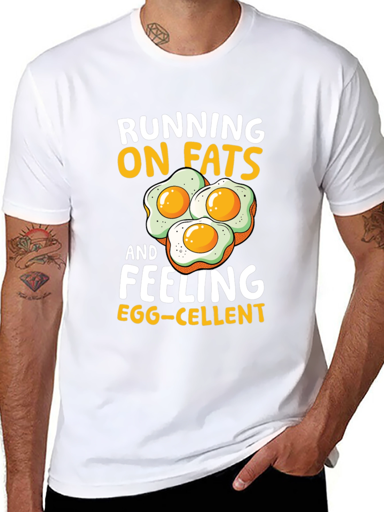 Black Running on Fats Funny Egg T-Shirt view 8