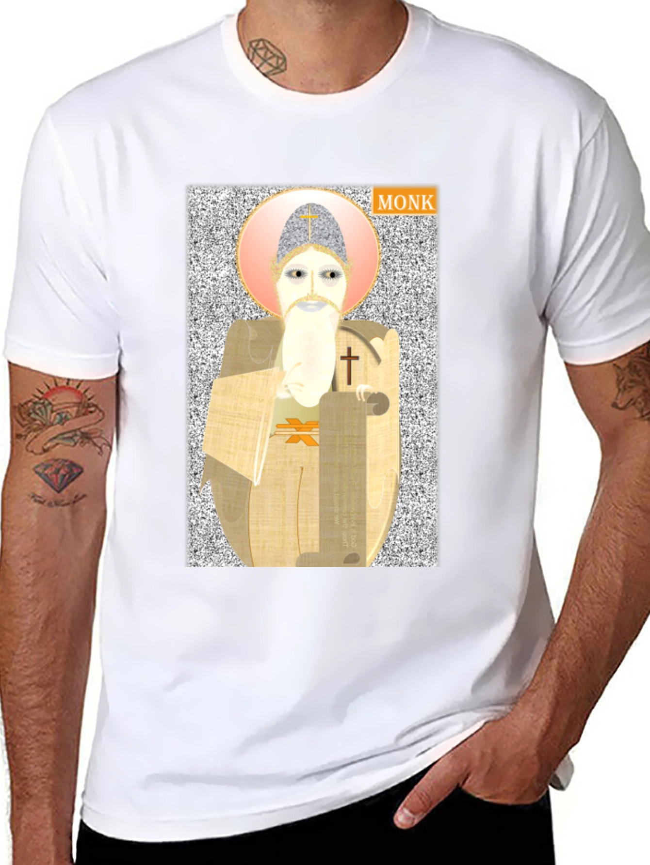 Black Monk Graphic Print T-Shirt - Unique Design view 8