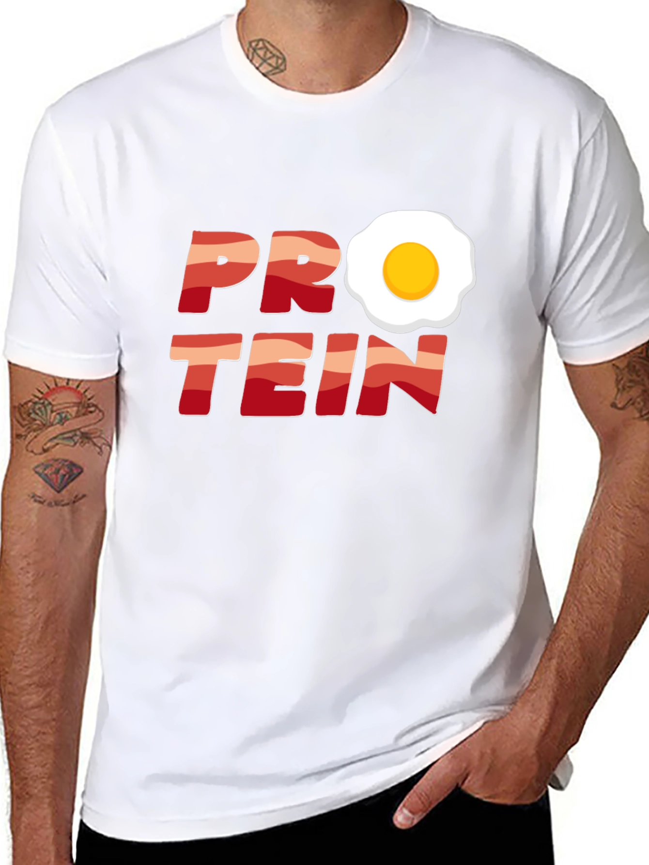 Black Protein Bacon & Egg T-Shirt - Funny Fitness Tee view 8