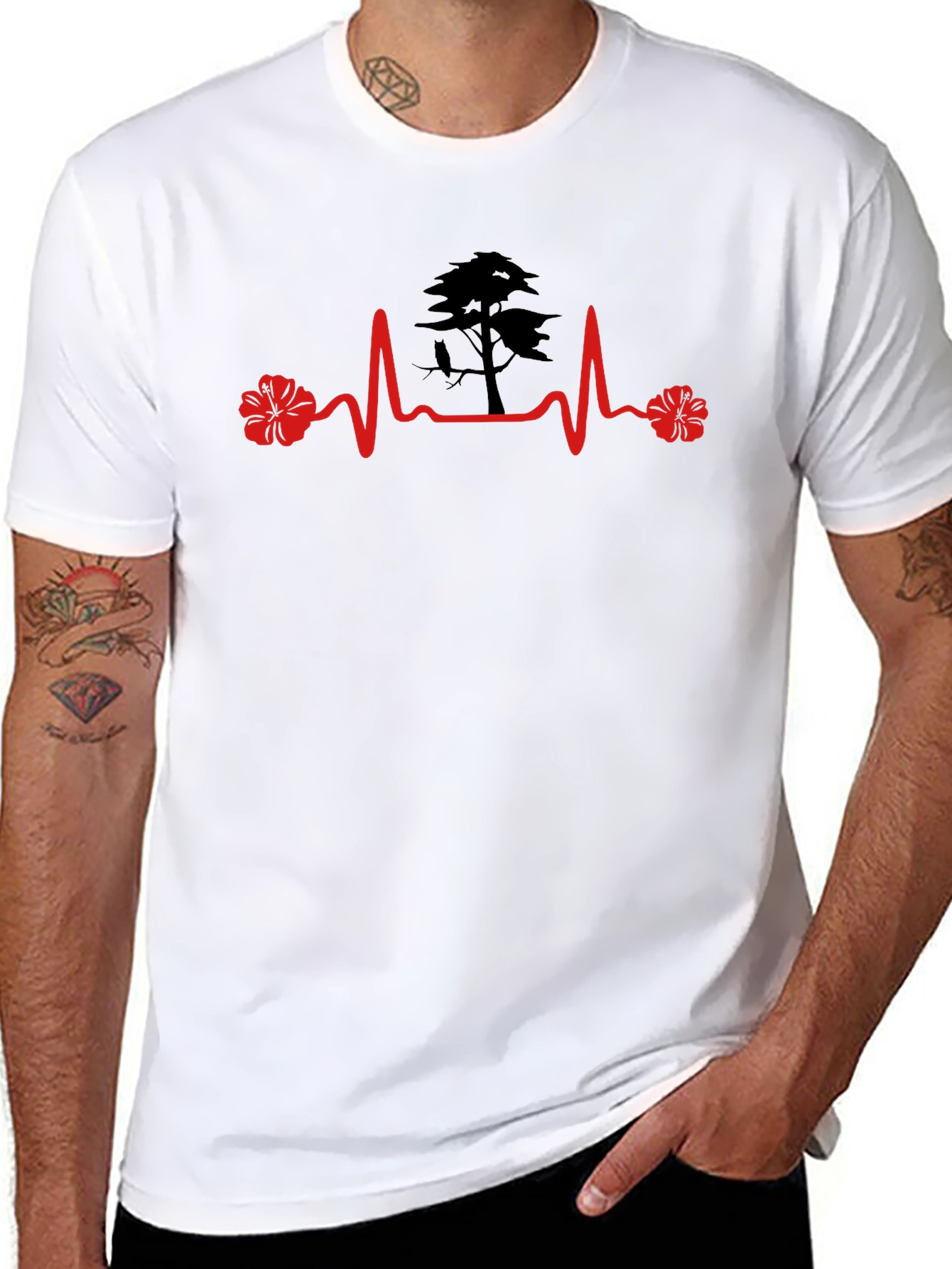Black Heartbeat Tree T-Shirt - Nature Lover Tee view 8
