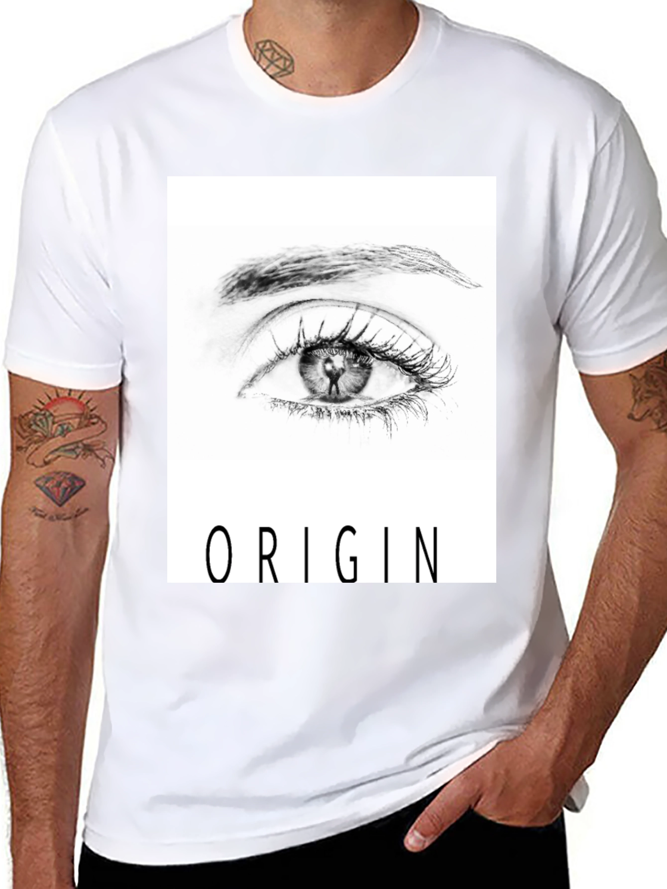 Black Origin Eye Graphic Tee - Black Unisex T-Shirt view 8