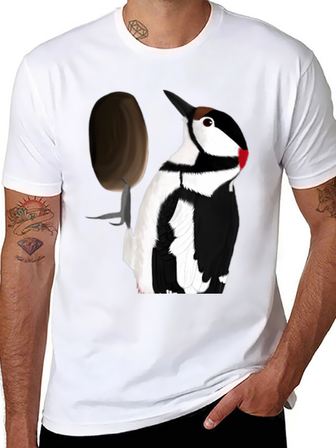 Black Woodpecker T-Shirt - Black Crew Neck Tee view 8