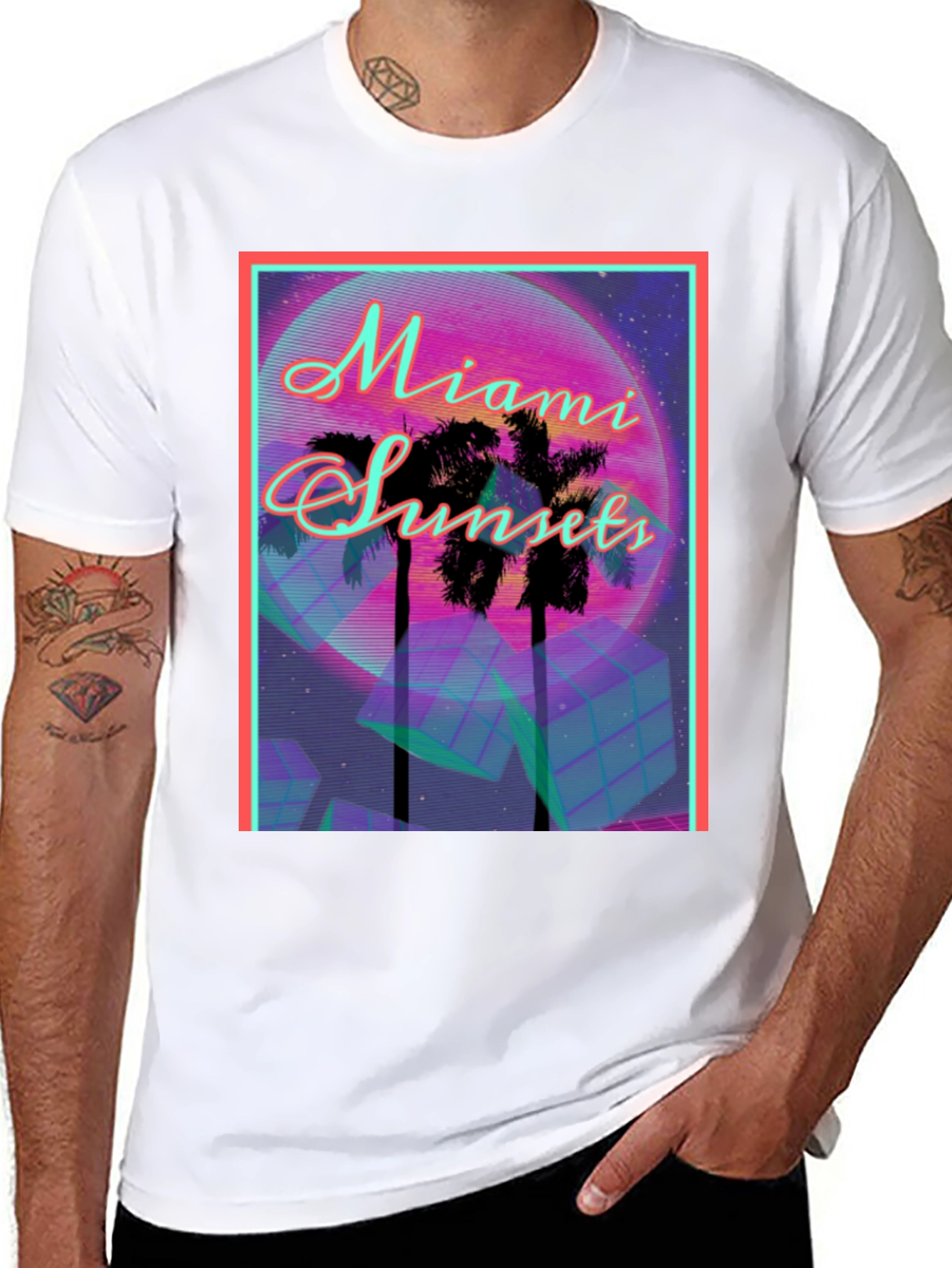 Black Miami Sunset Graphic Tee view 8