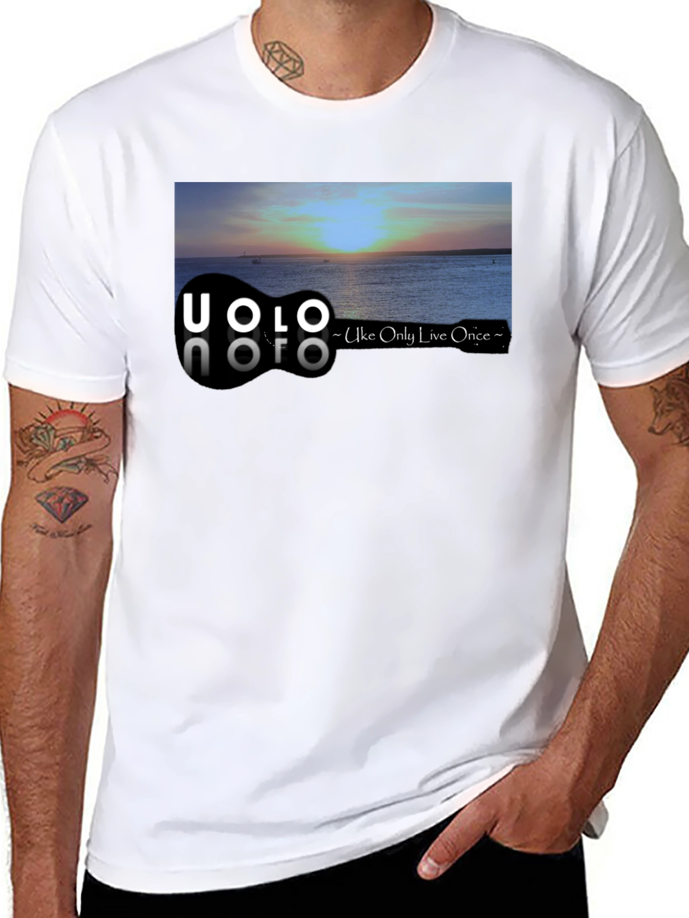 Black UOLO Ukulele Sunset Graphic Tee - Uke Only Live Once view 8