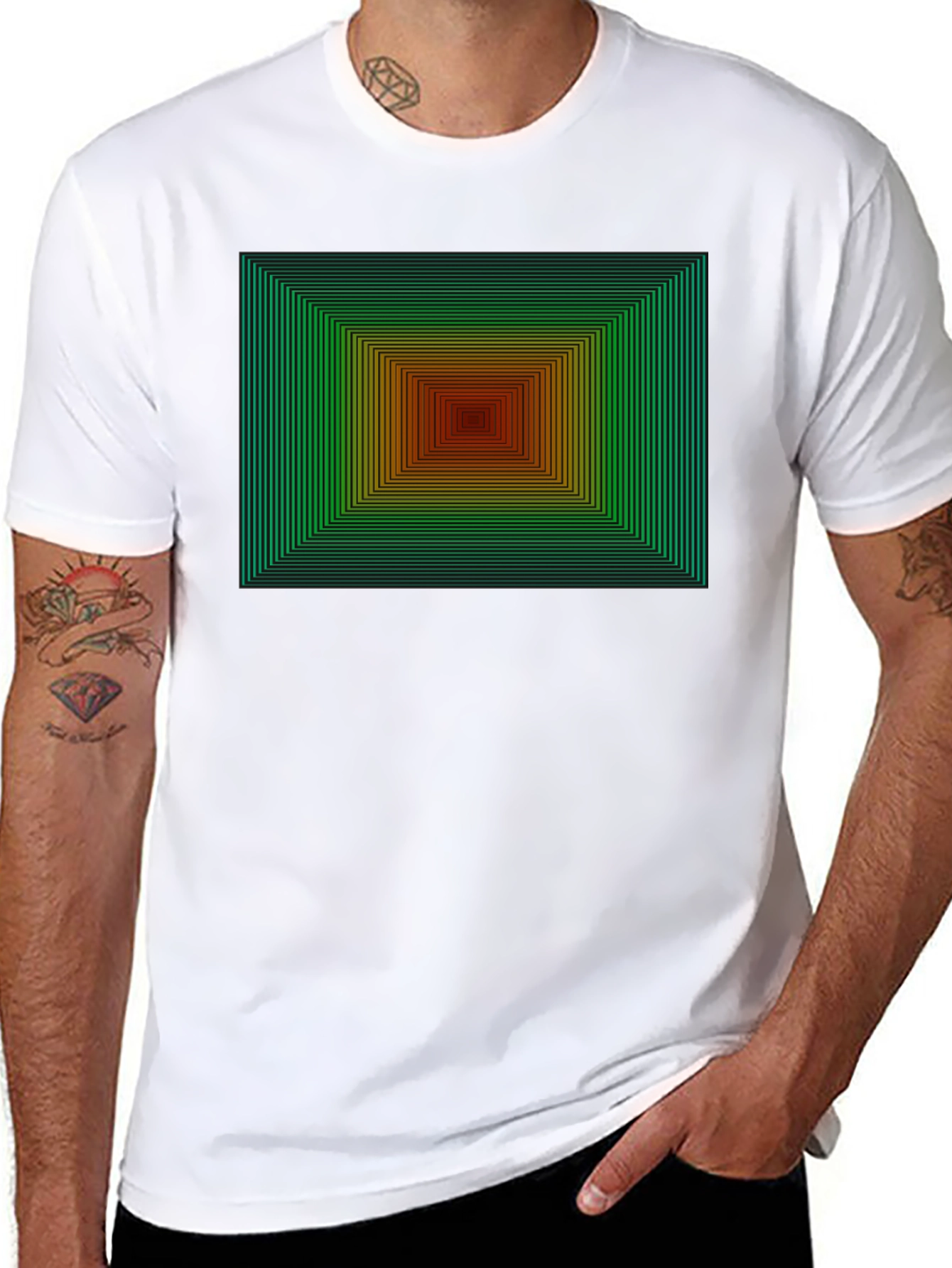 Black Geometric Gradient T-Shirt view 8