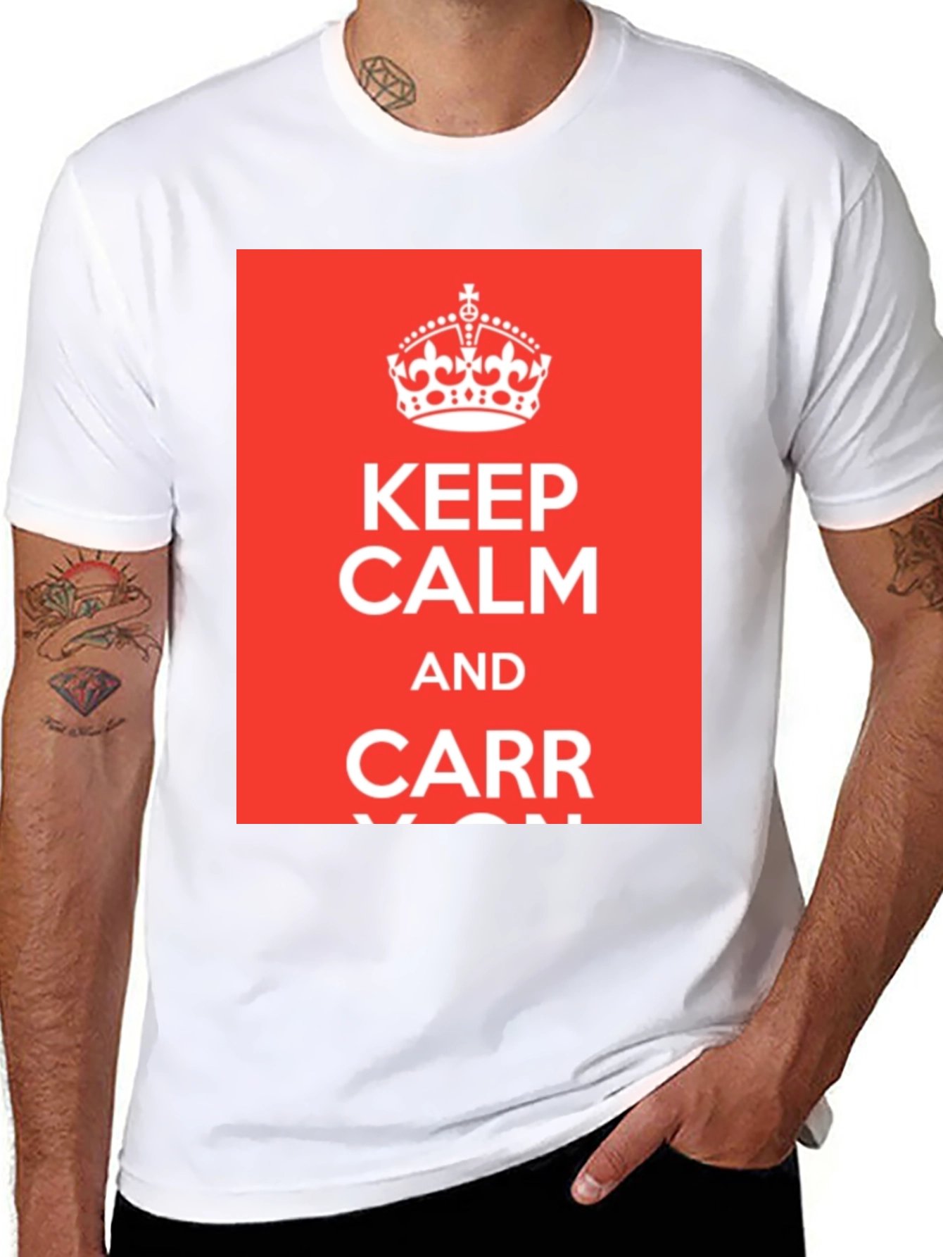 Black Keep Calm and Carr-y On T-Shirt - Black Crew Neck Tee view 8