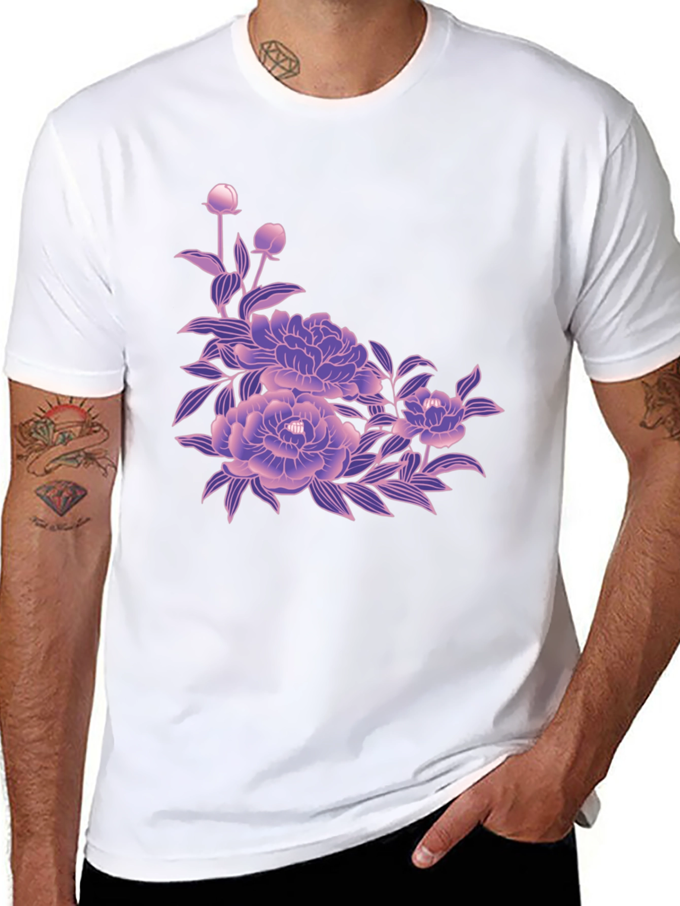 Black Black Tee with Floral Blossom Design view 8