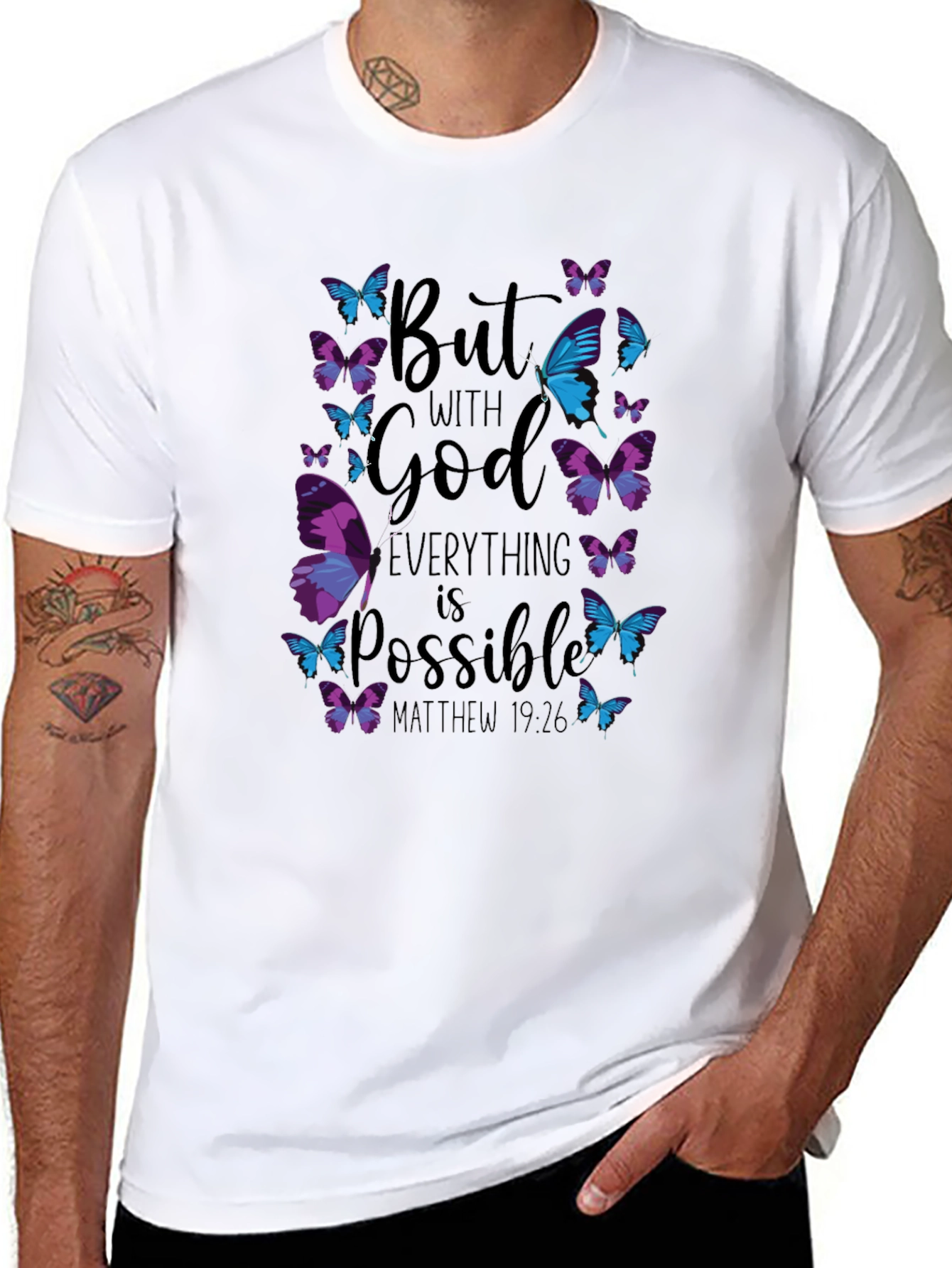 Black Faith-Inspired Butterfly Graphic T-Shirt view 8