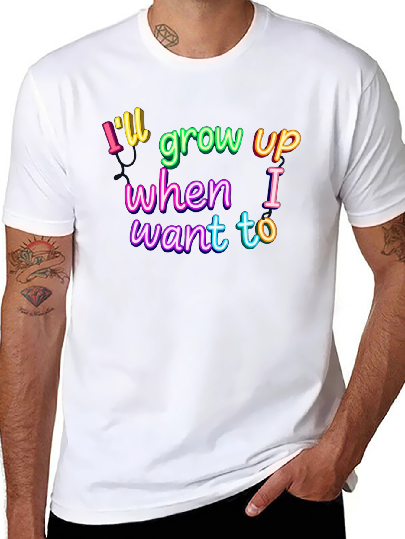 Black I'll Grow Up When I Want To Graphic Tee view 8