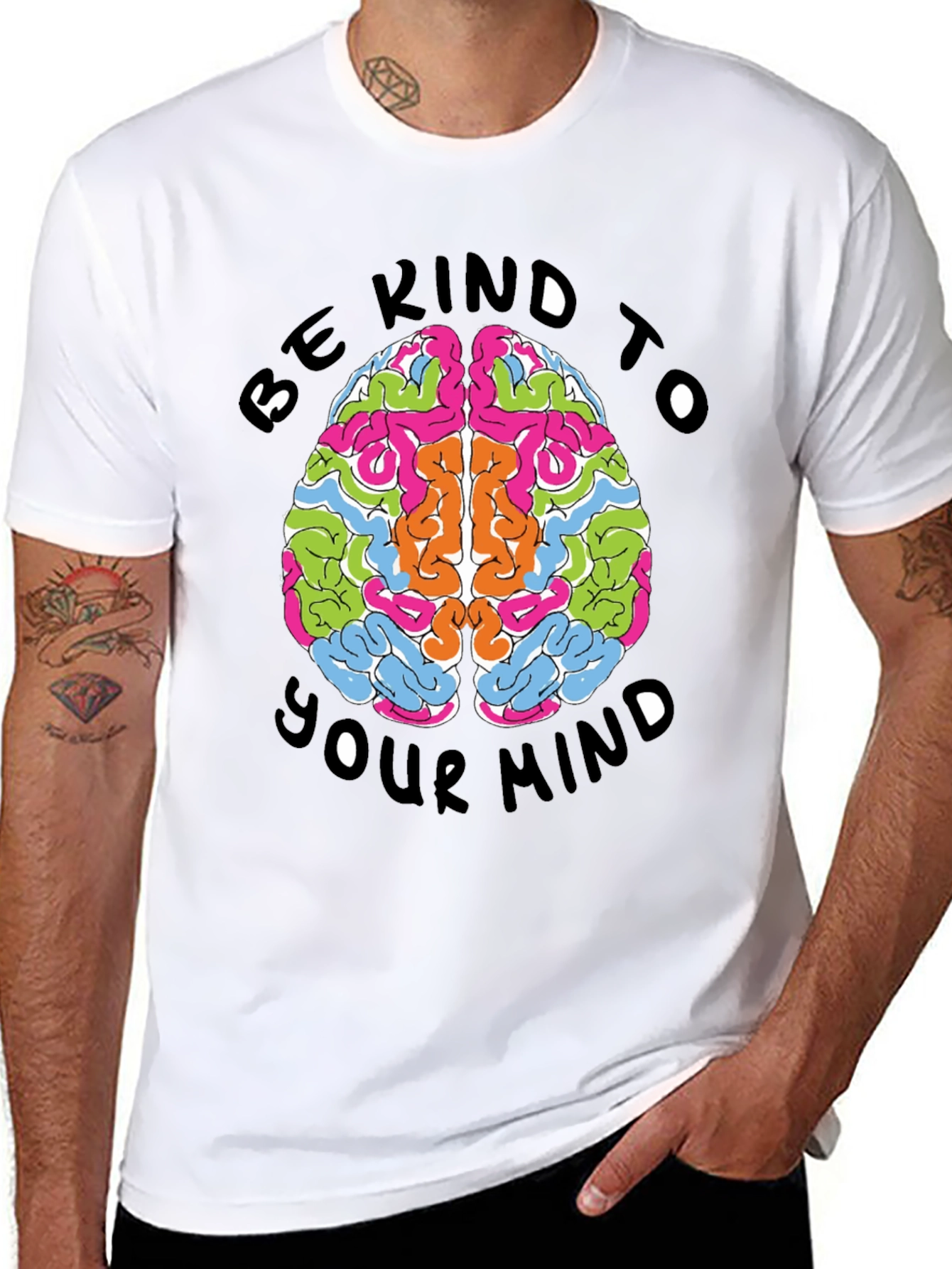 Black Be Kind To Your Mind Graphic Tee - Black Cotton T-Shirt view 8