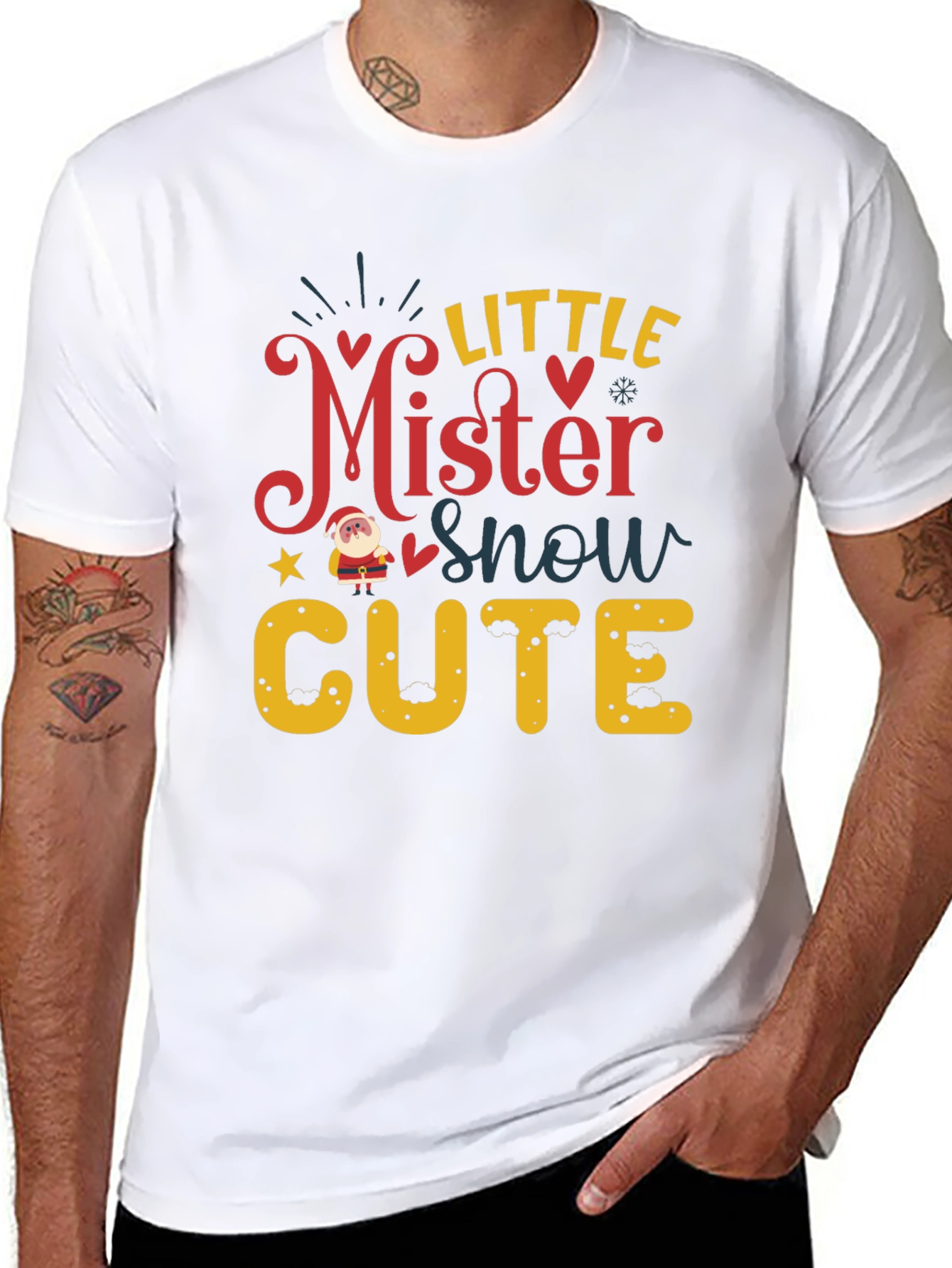 Black Little Mister Snow Cute Holiday T-Shirt view 8
