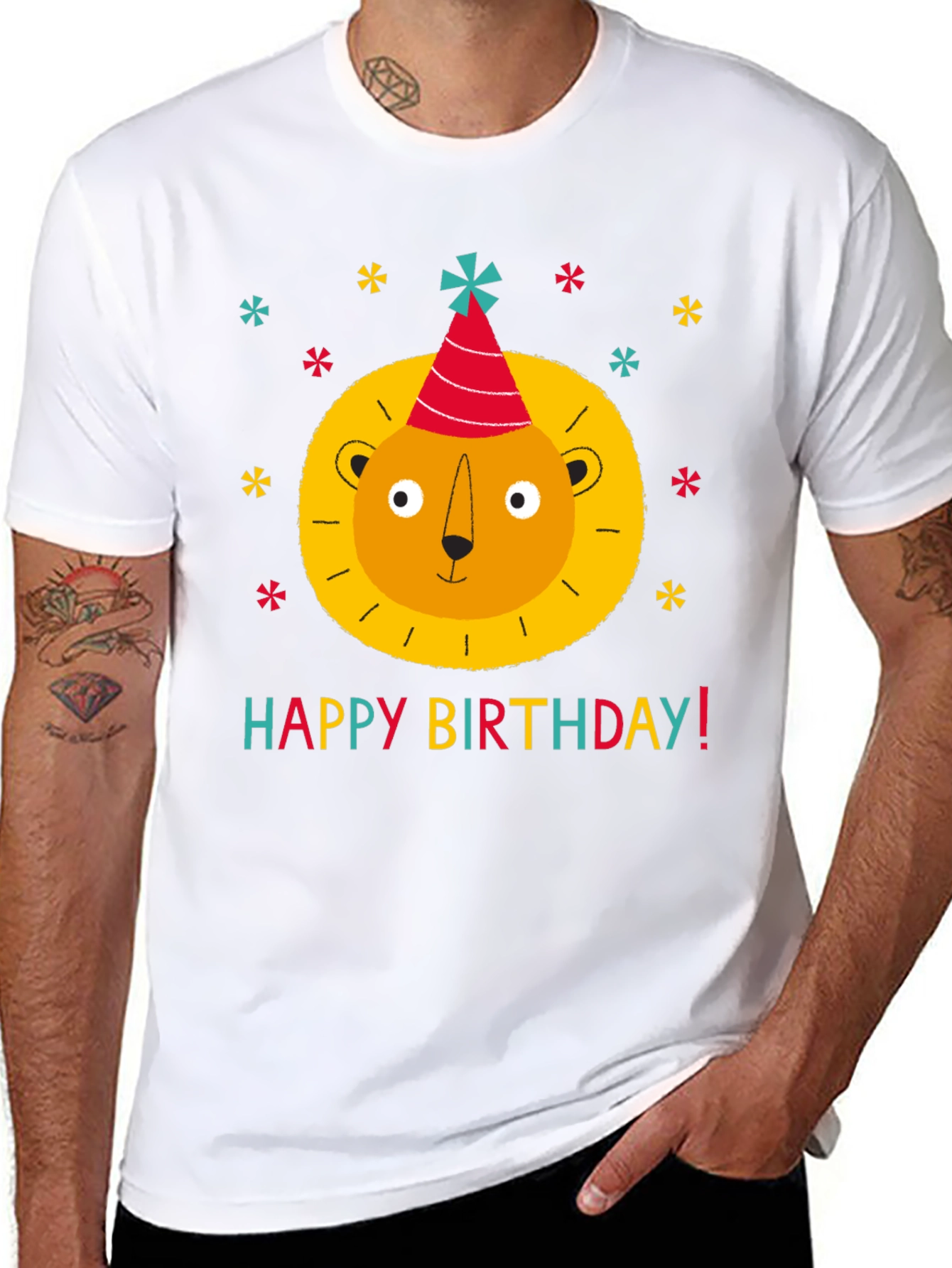 Black Birthday Lion T-Shirt - Fun Party Tee view 8