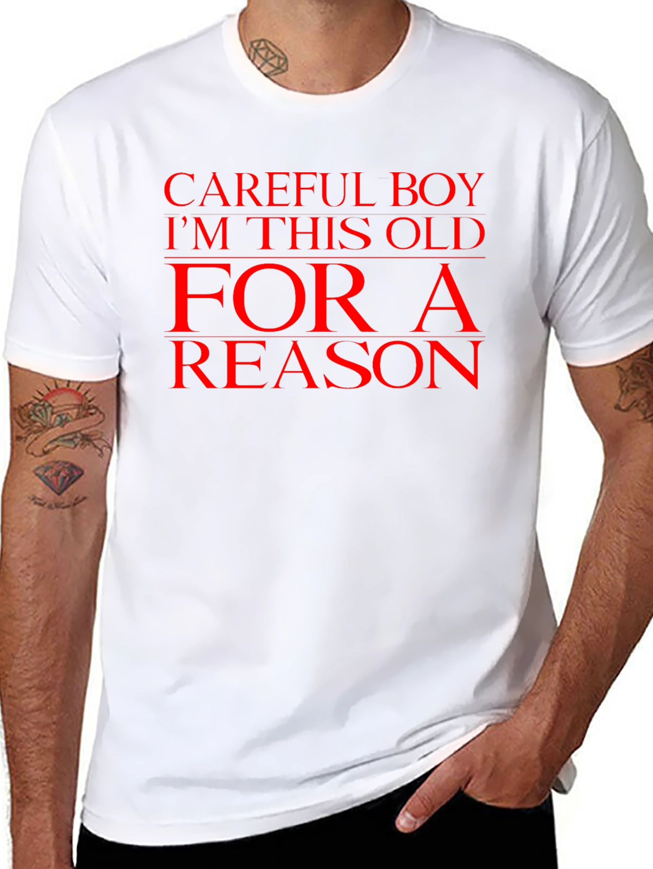 Black Careful Boy I'm This Old For a Reason T-Shirt view 8