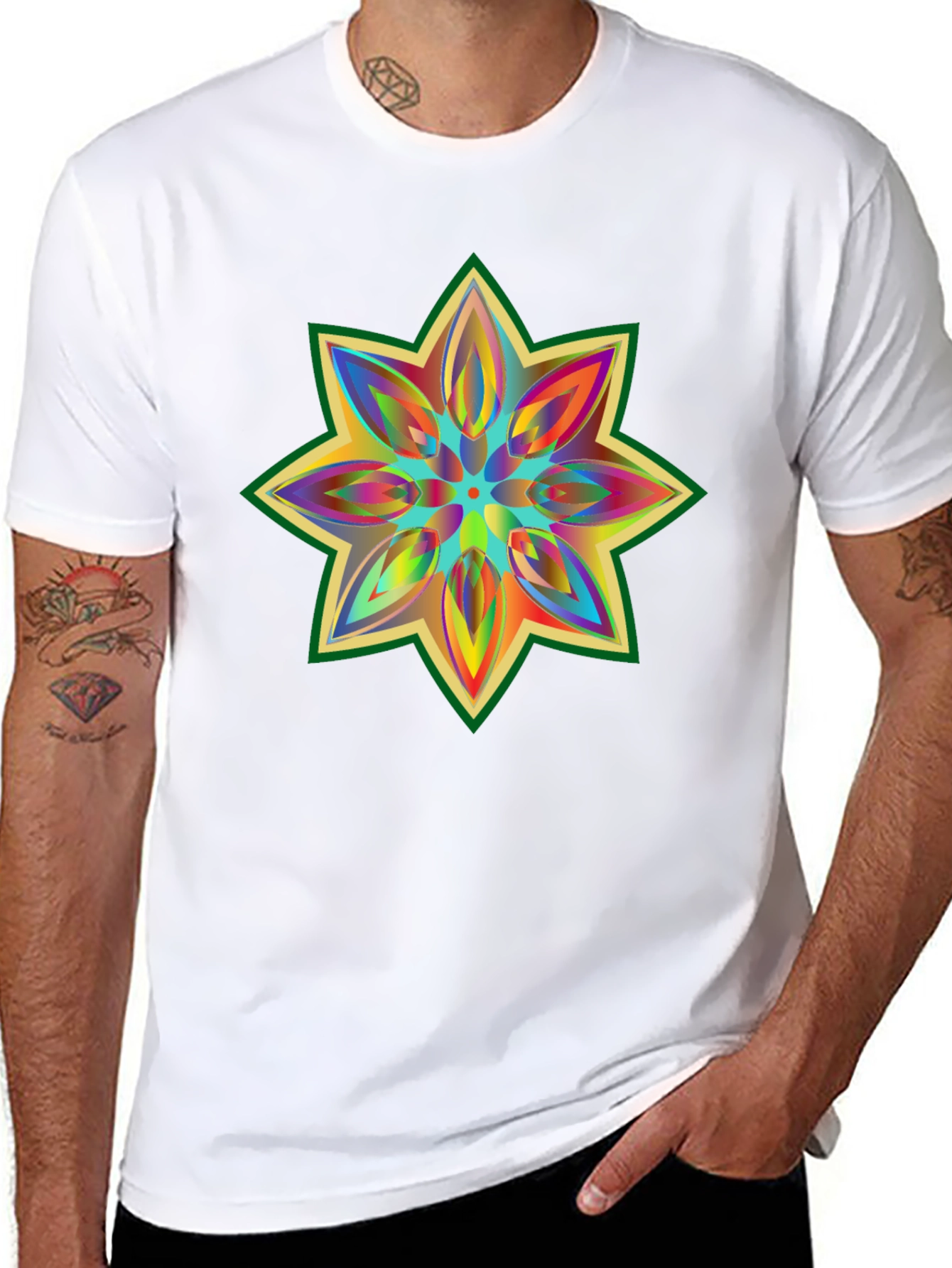 Black Rainbow Star Graphic Tee - Soft Cotton view 8