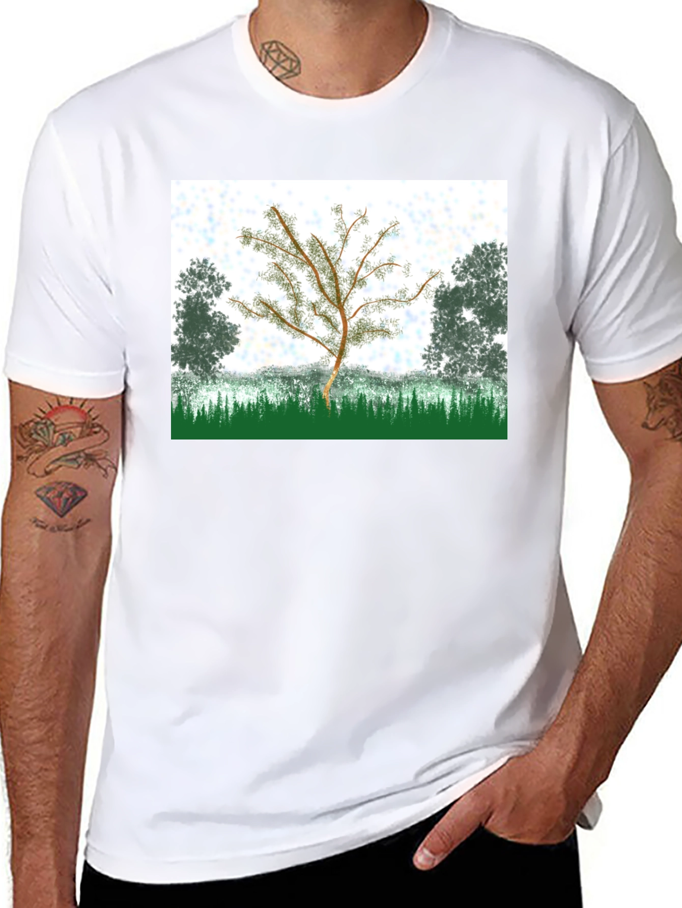 Black Nature Tree Graphic T-Shirt - Black view 8