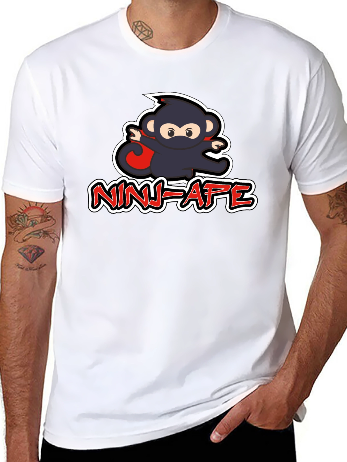 Black Ninja Ape Graphic T-Shirt - Cool & Unique Design view 8