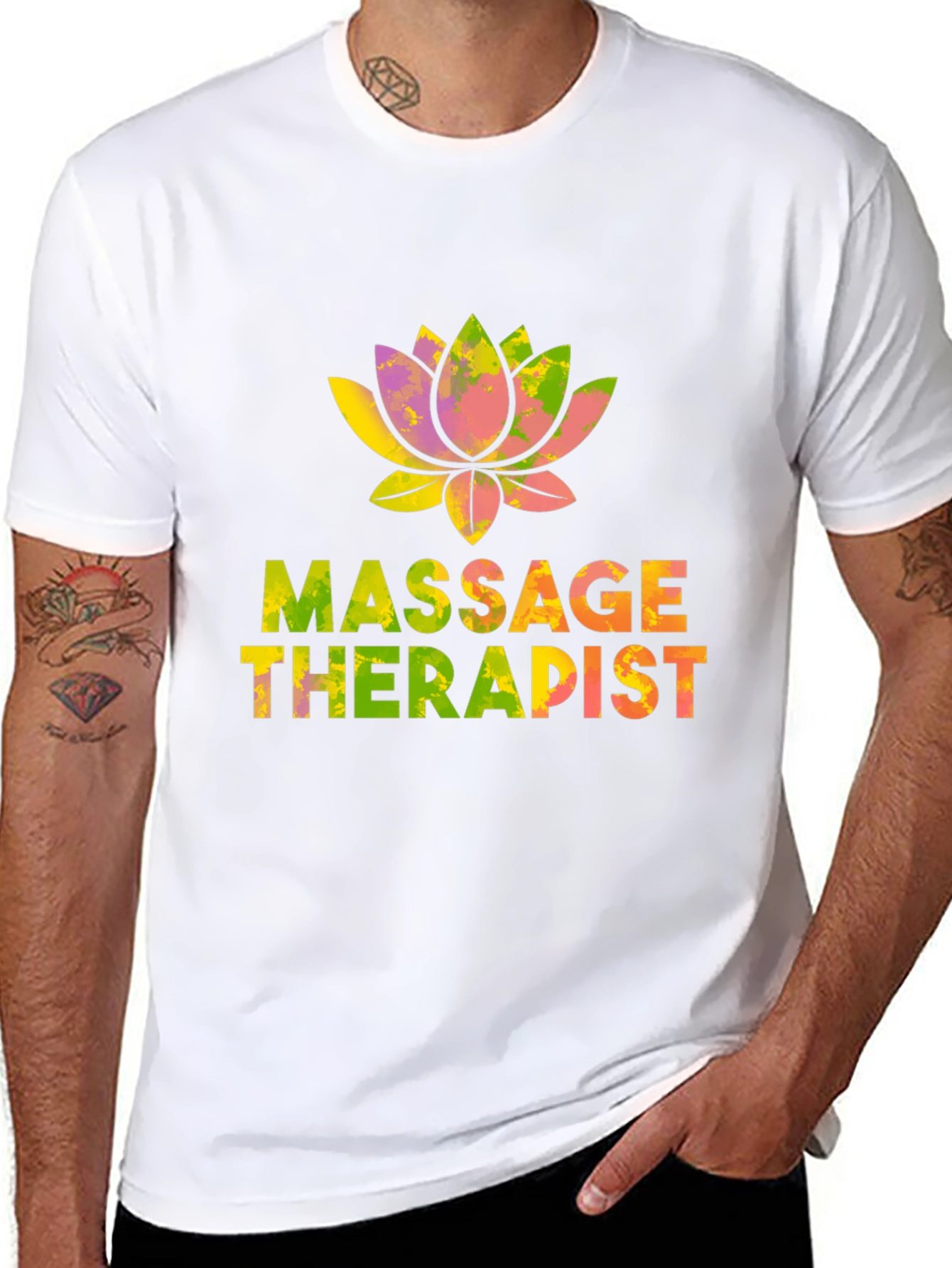 Black Massage Therapist Lotus Flower T-Shirt view 8