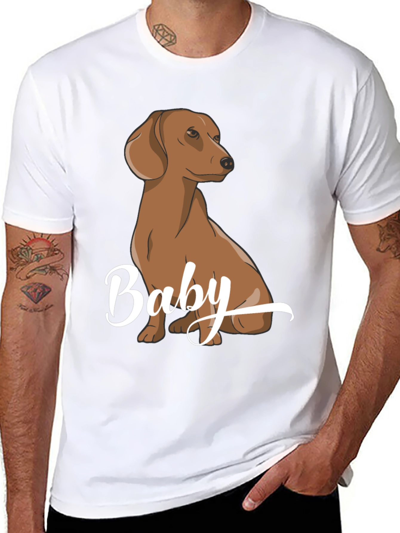 Black Dachshund Baby Graphic Tee, Black view 8