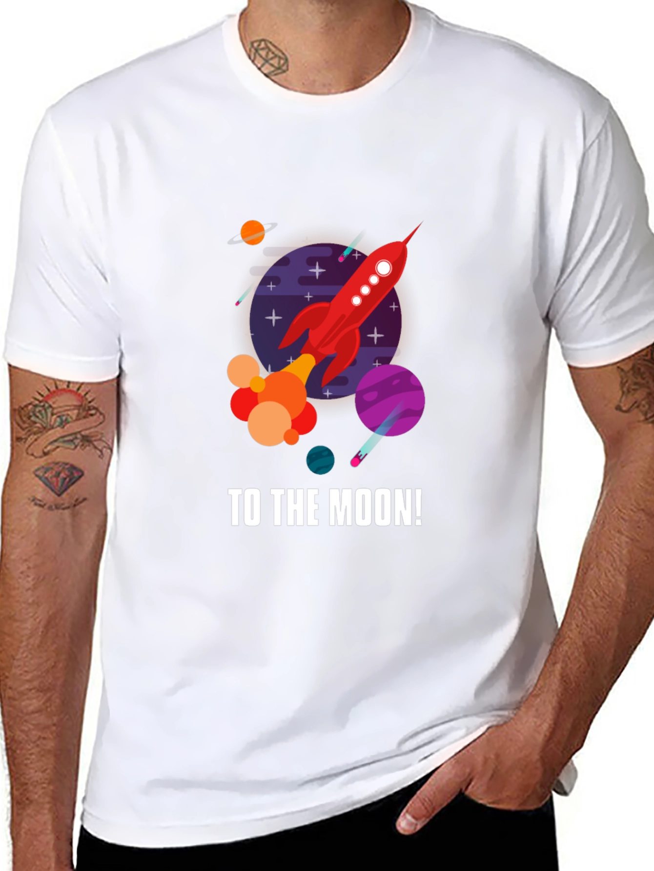 Black To the Moon Rocket Graphic T-Shirt - Black view 8