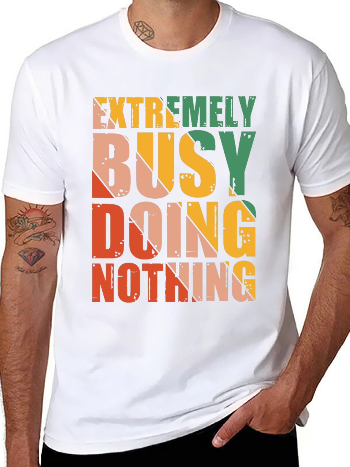 Black Extremely Busy Doing Nothing Graphic Tee view 8