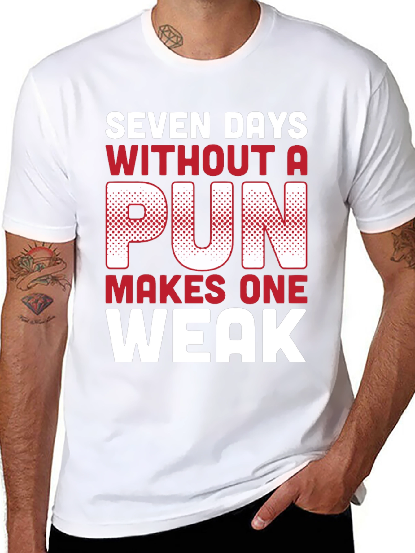 Black Funny Pun T-Shirt - Seven Days Without A Pun view 8