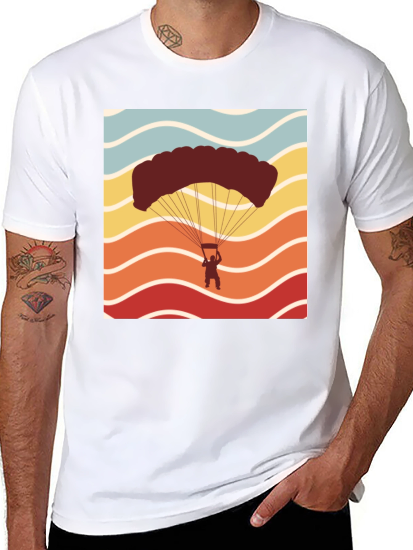Black Retro Skydiving T-Shirt - Adventure Seeker Tee view 8