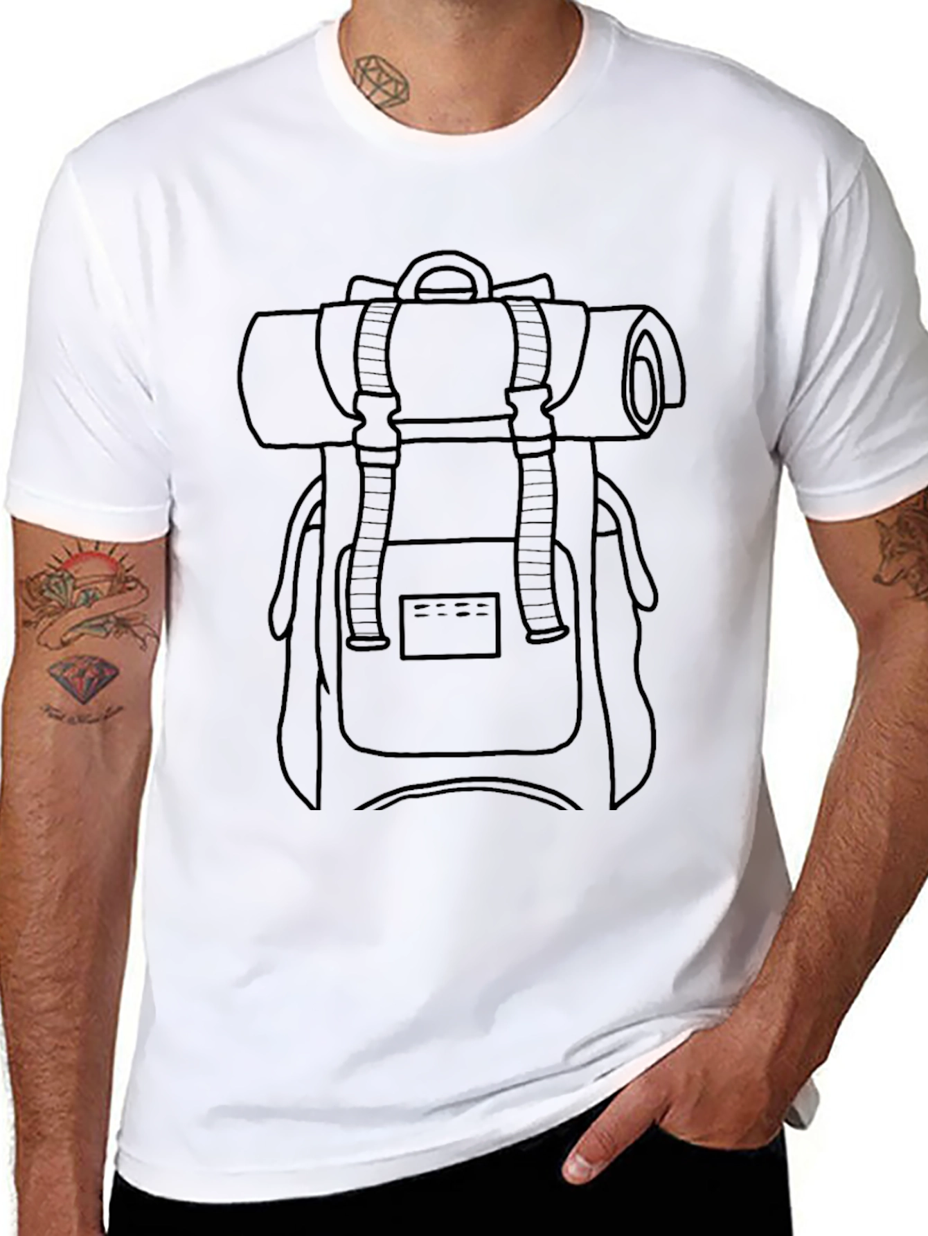 Black Backpack Graphic Black T-Shirt view 8