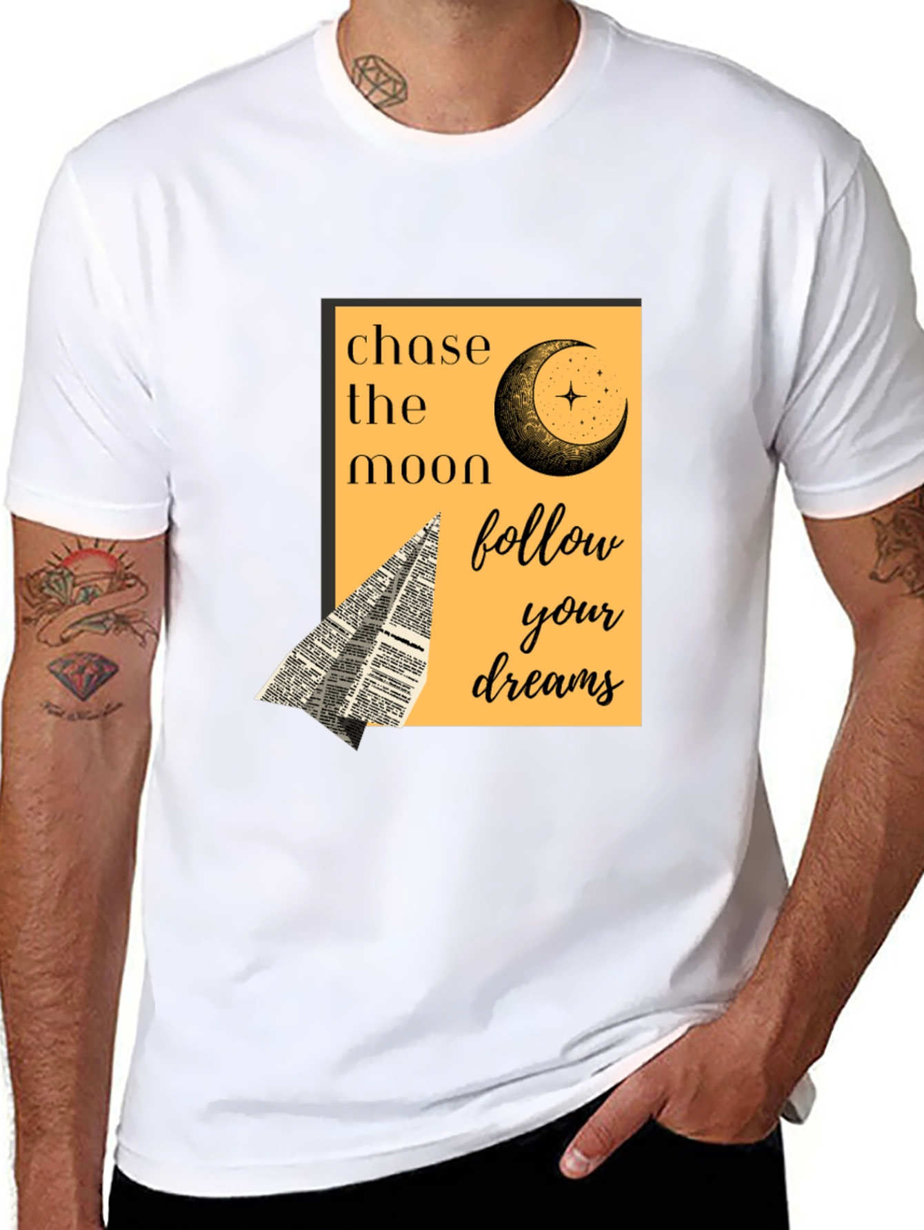 Black Chase the Moon Graphic Tee - Follow Your Dreams view 8
