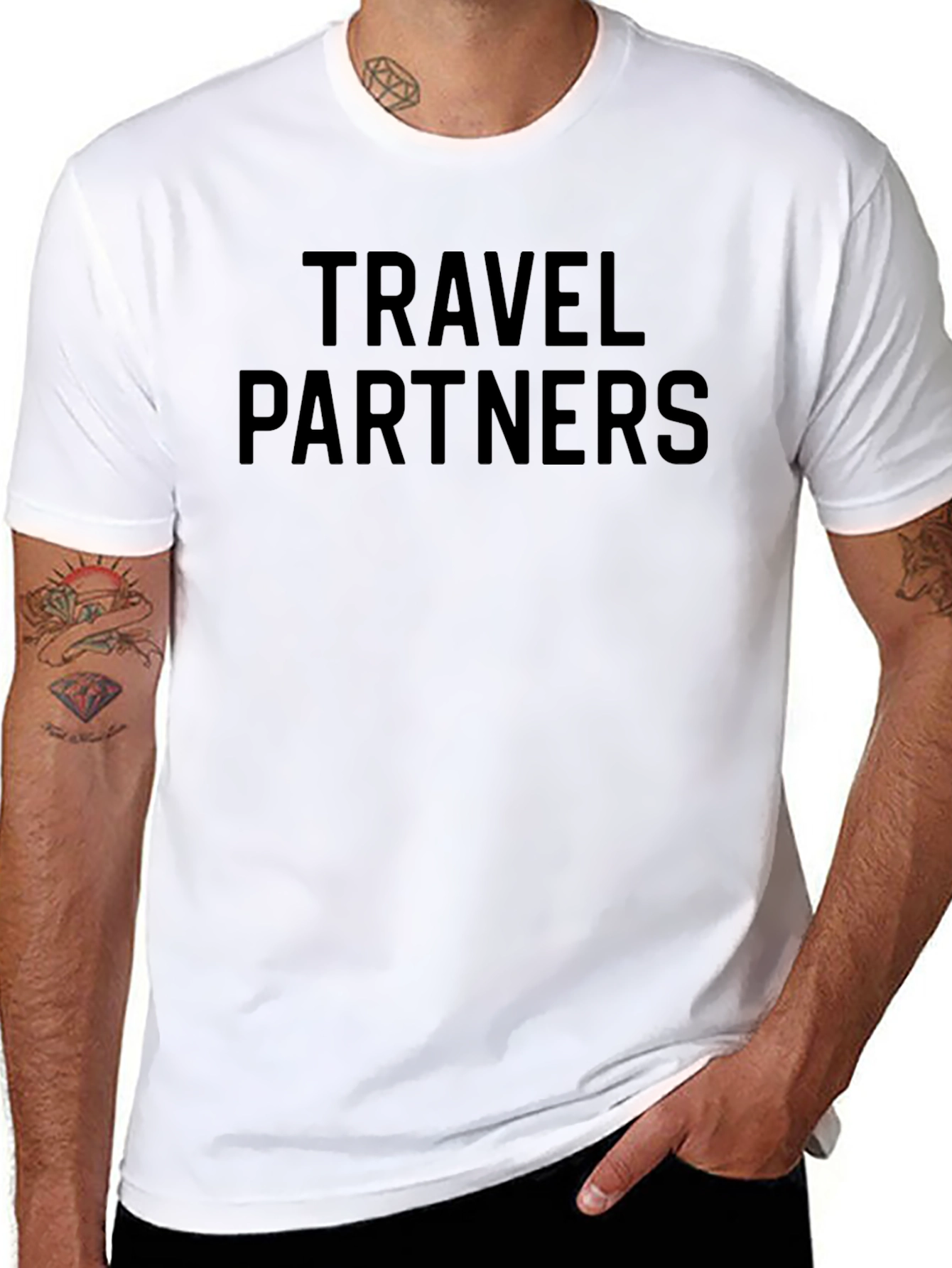 Black Travel Partners Graphic Tee - Black Crew Neck T-Shirt view 8