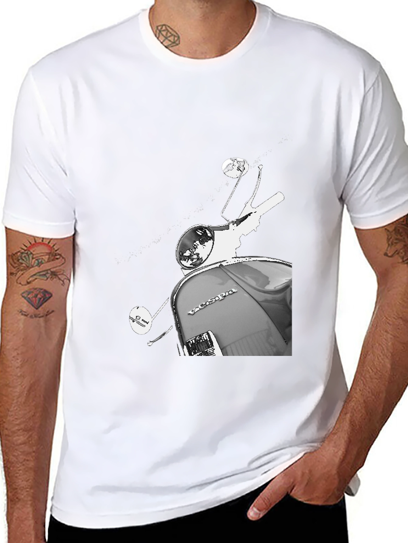 Black Vintage Vespa Scooter Graphic Tee - Classic Black view 8