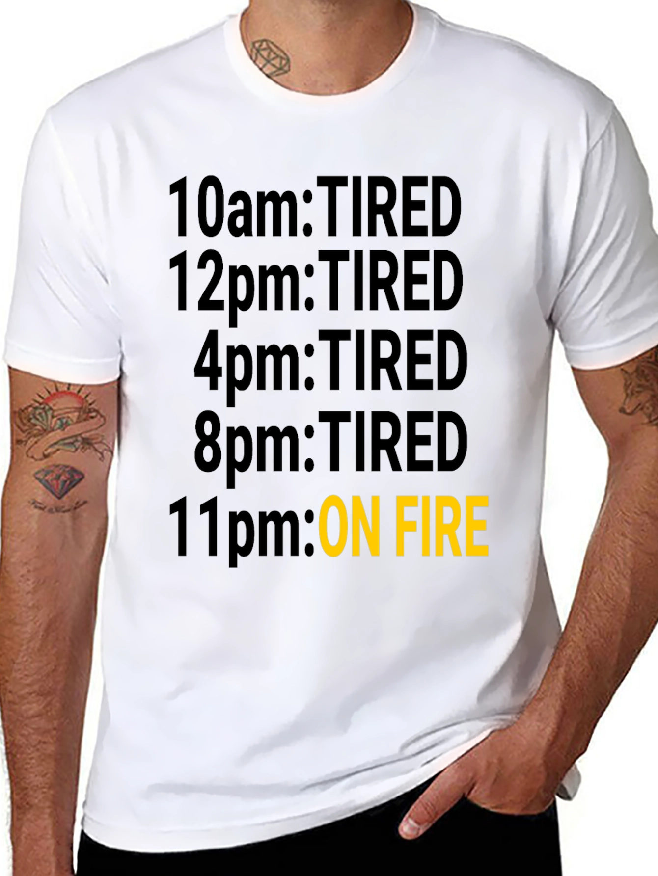Black Tired Then On Fire T-Shirt - Black Novelty Tee view 8