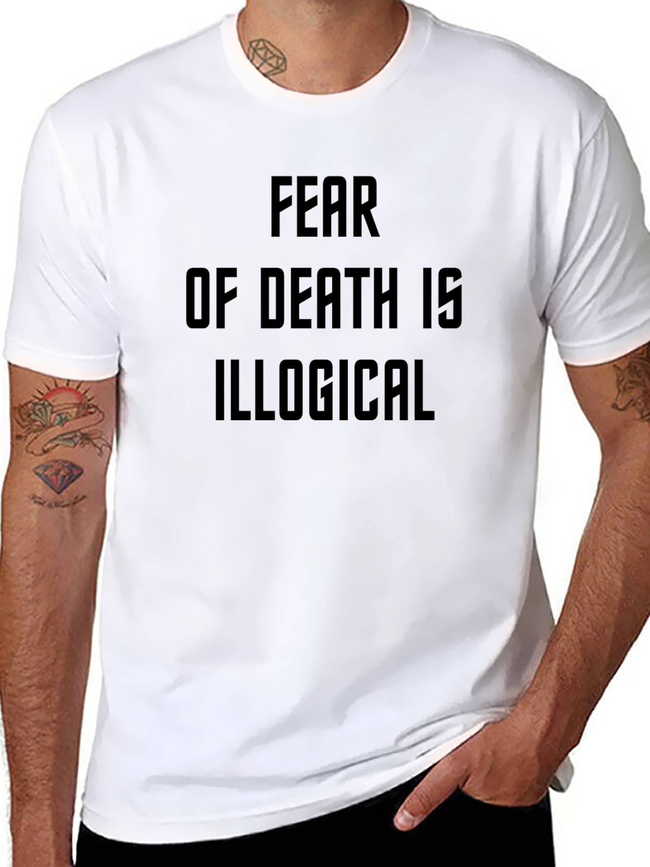 Black Fear of Death is Illogical T-Shirt view 8
