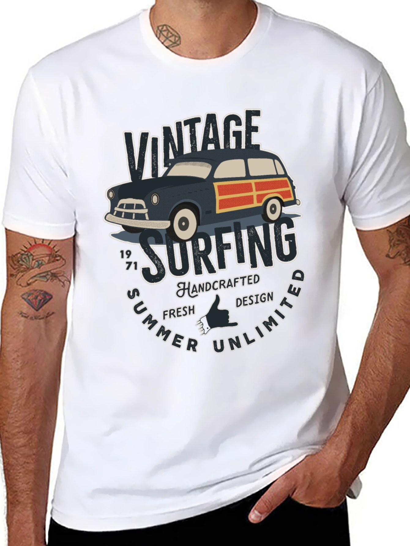 Black Vintage Surfing T-Shirt - Summer Unlimited view 8
