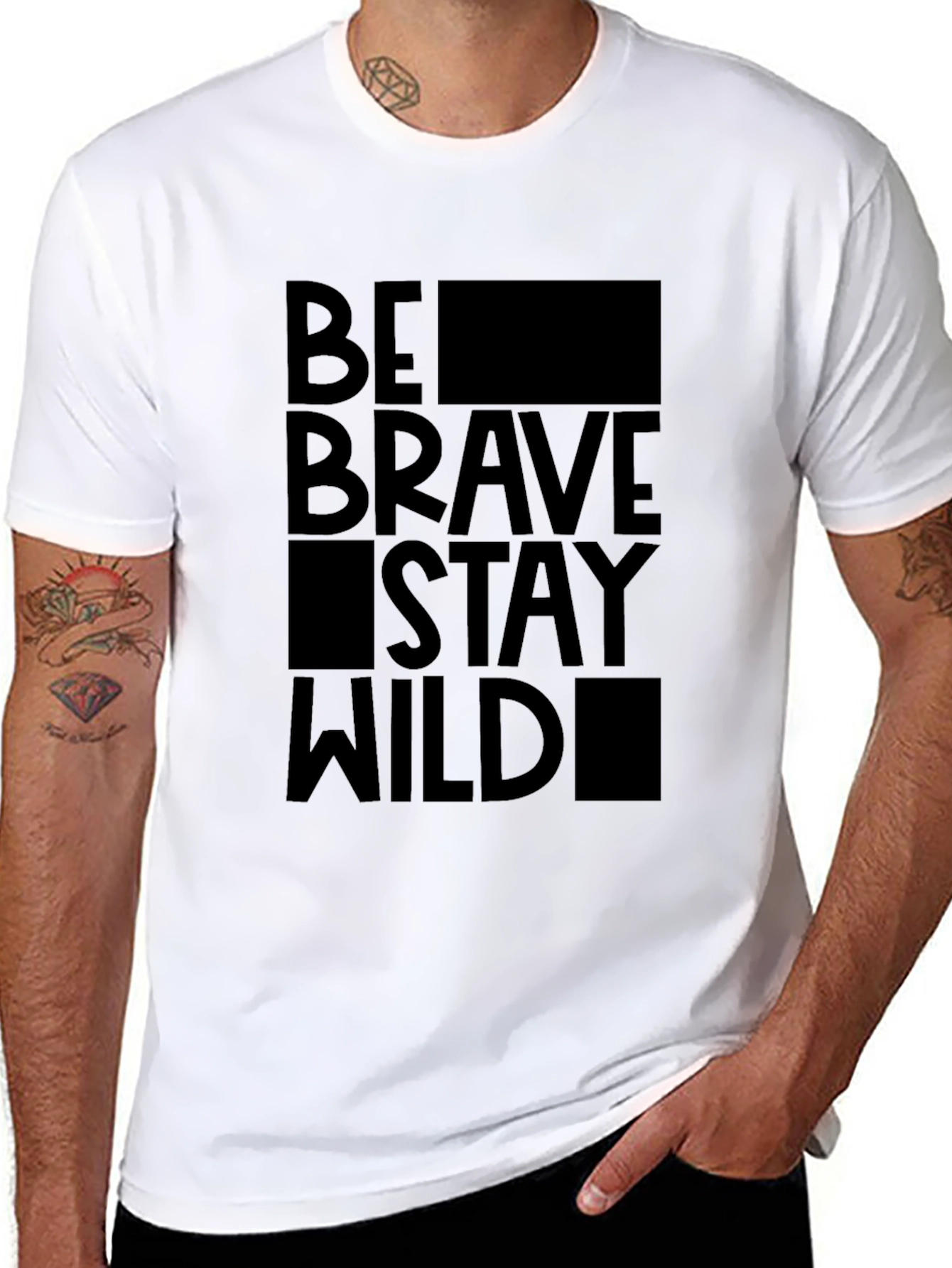 Black Be Brave Stay Wild Black Graphic Tee view 8