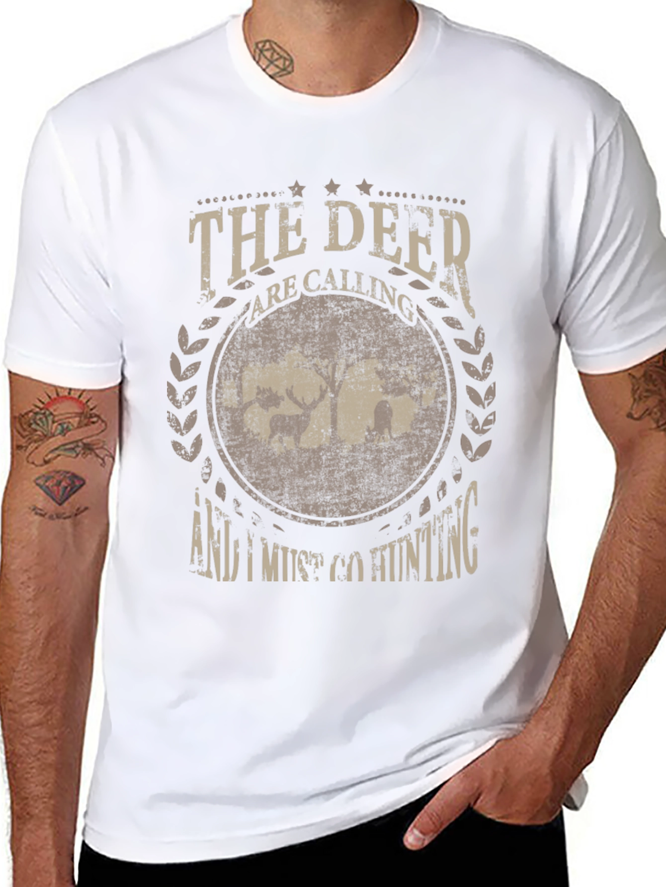 Black The Deer are Calling Hunting Graphic T-Shirt view 8