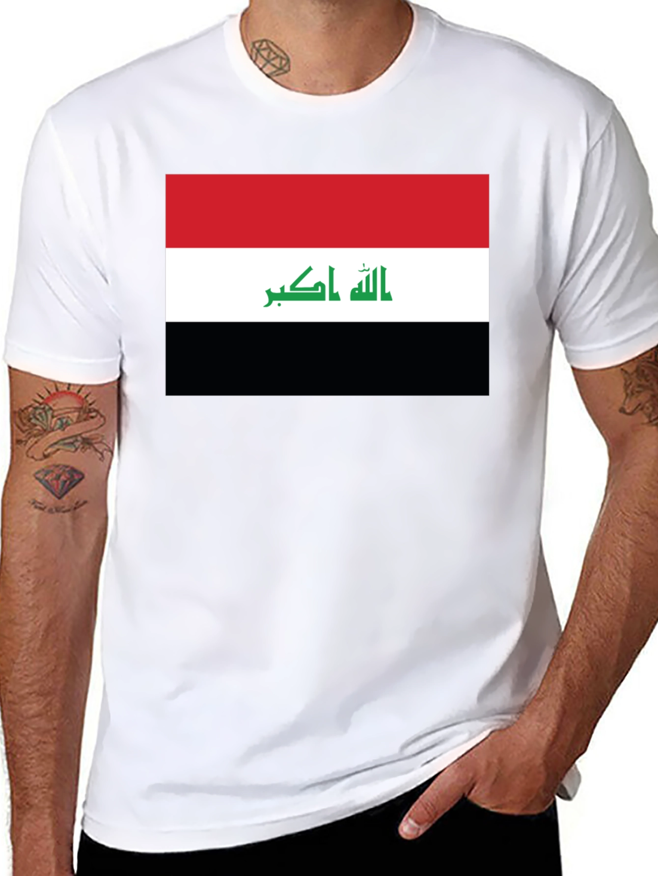 Black Iraq Flag T-Shirt - Show Your Pride view 8