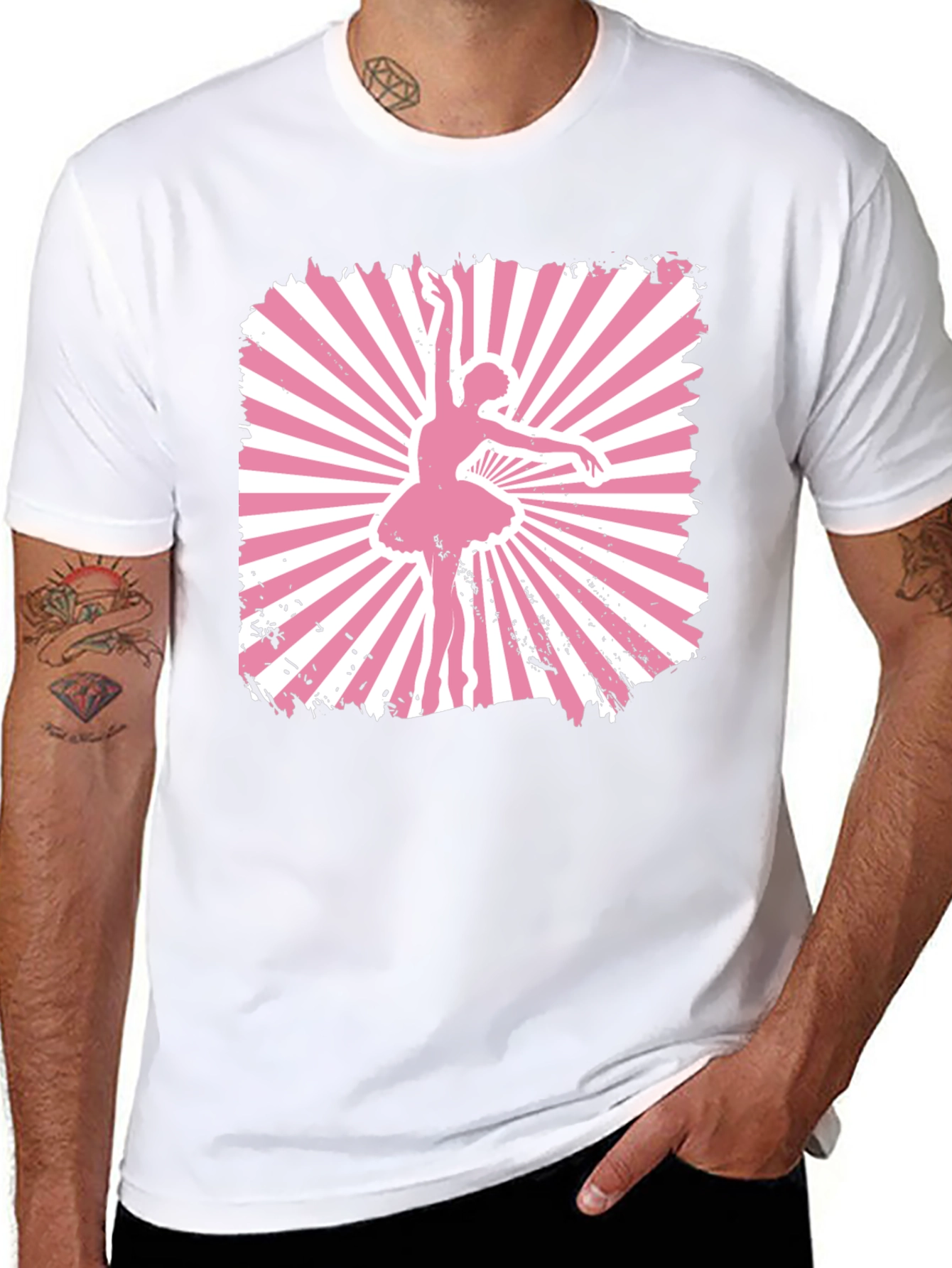 Black Ballerina Graphic T-Shirt - Pink Dancer Design view 8