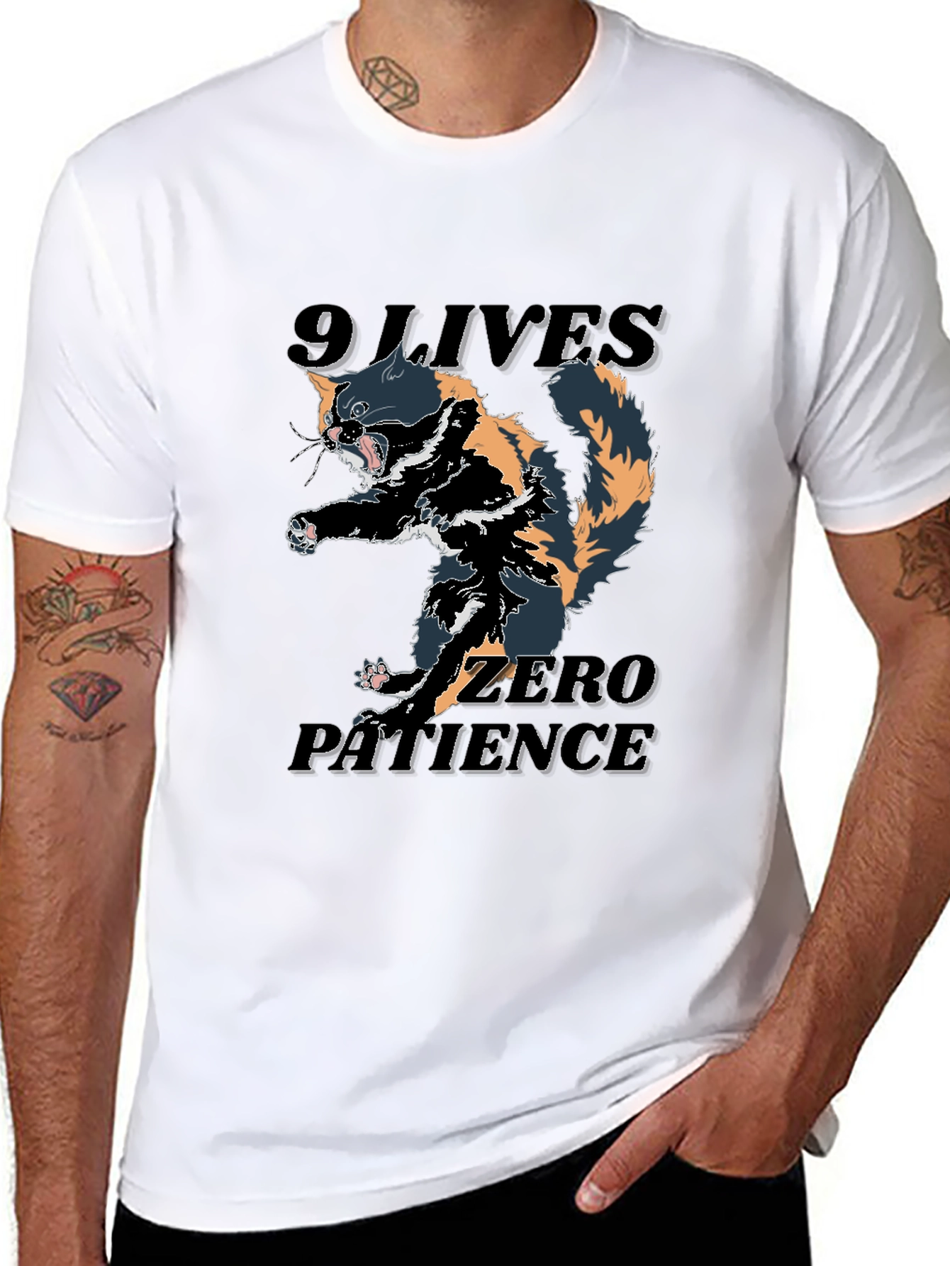 Black 9 Lives Zero Patience T-Shirt view 8