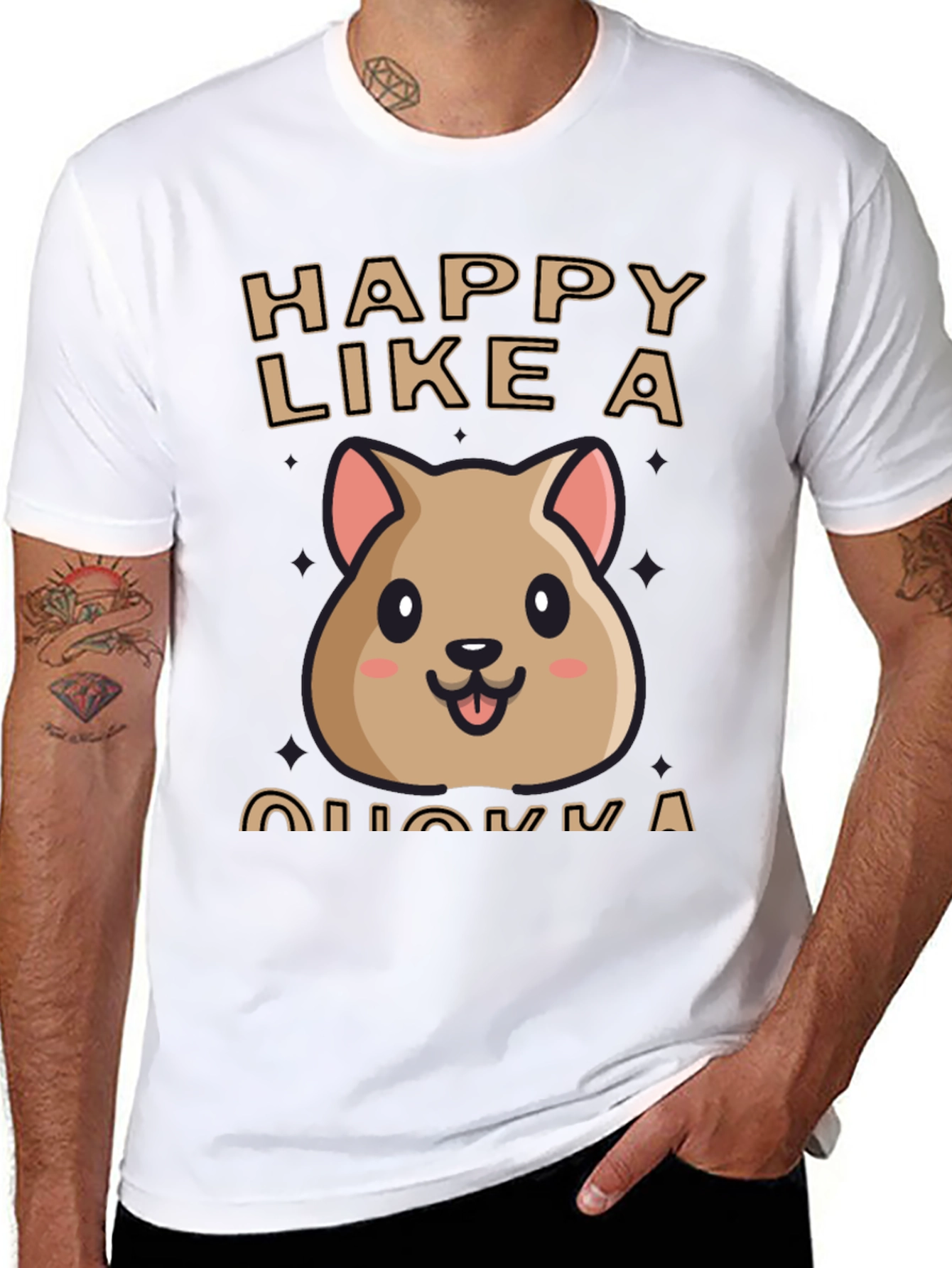 Black Happy Quokka T-Shirt - Cute Animal Graphic Tee view 8