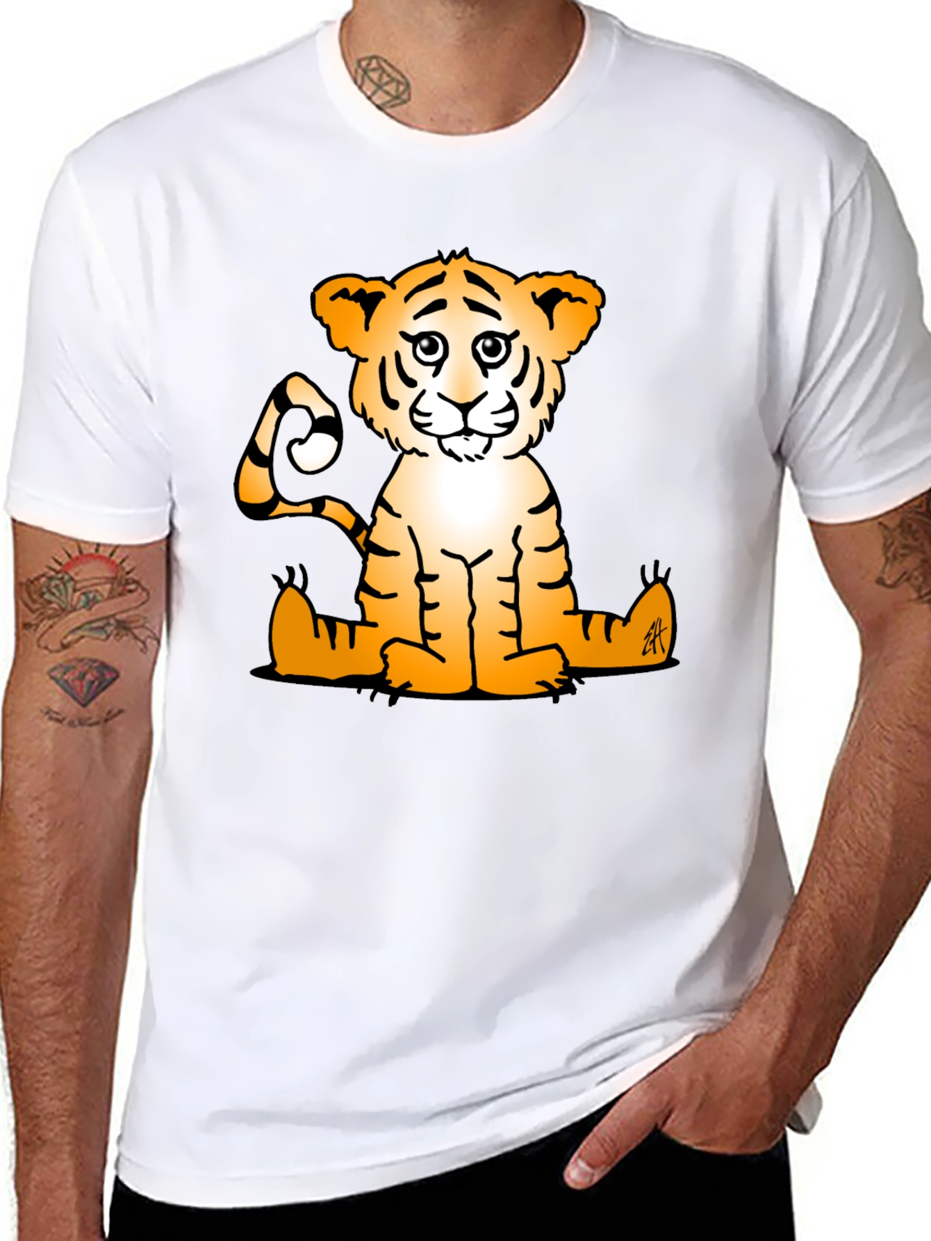 Black Cute Tiger Graphic Tee - Black Casual T-Shirt view 8