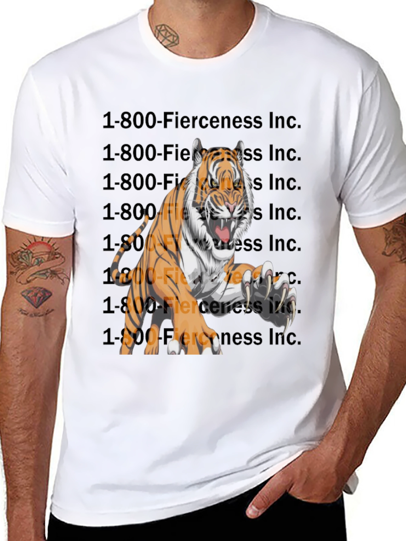 Black Fierce Tiger Graphic T-Shirt view 8
