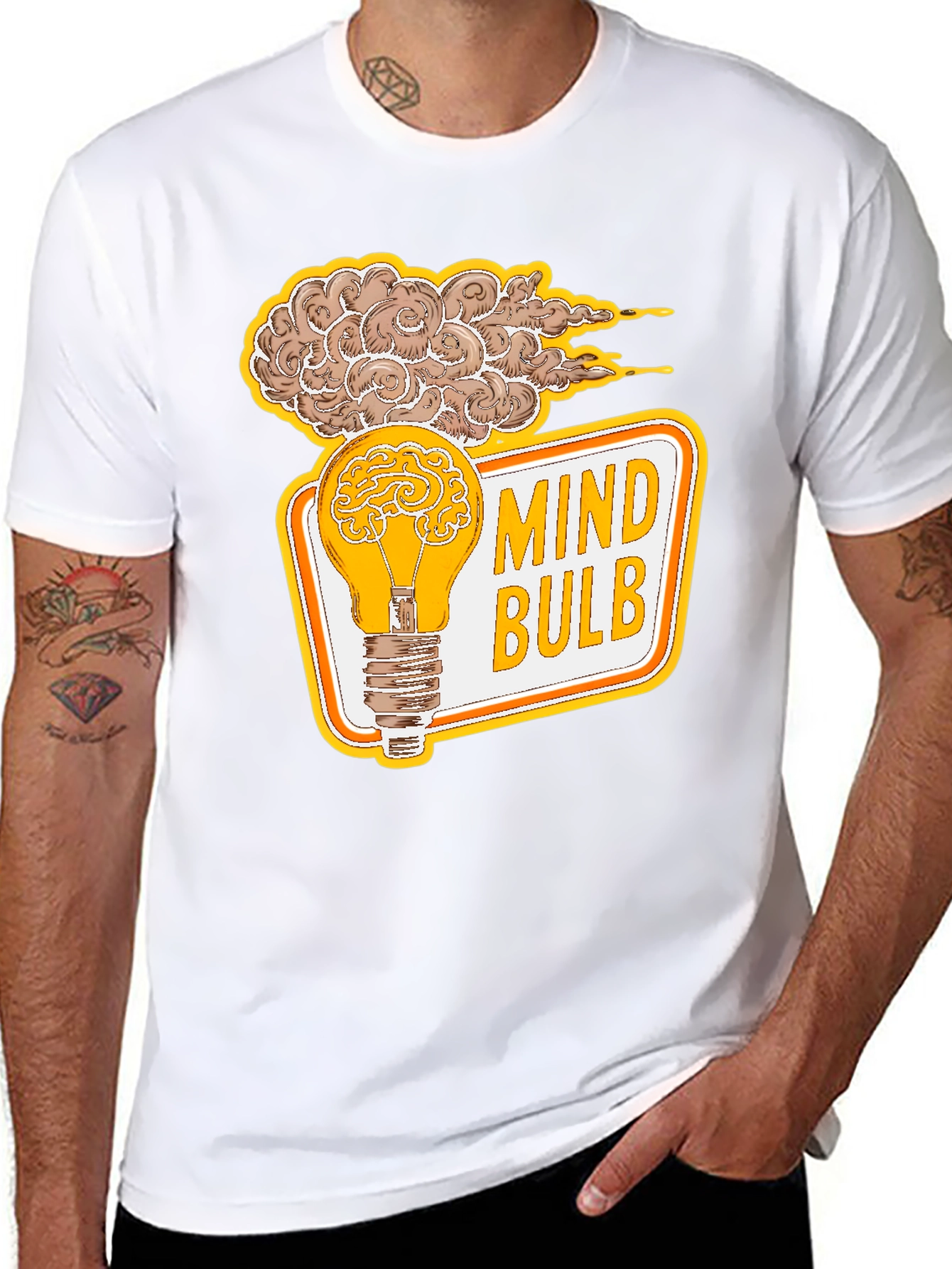 Black Mind Bulb Graphic T-Shirt - Brain Power Tee view 8