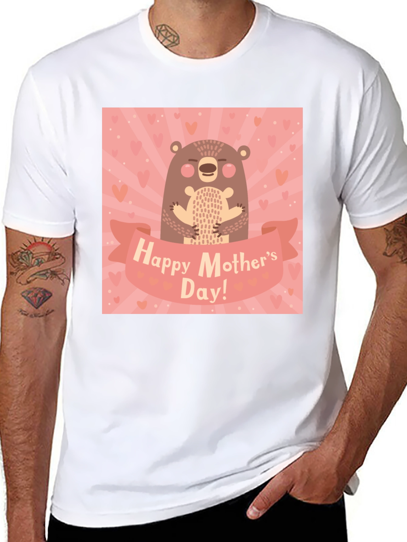 Black Happy Mother's Day Bear Graphic Tee view 8